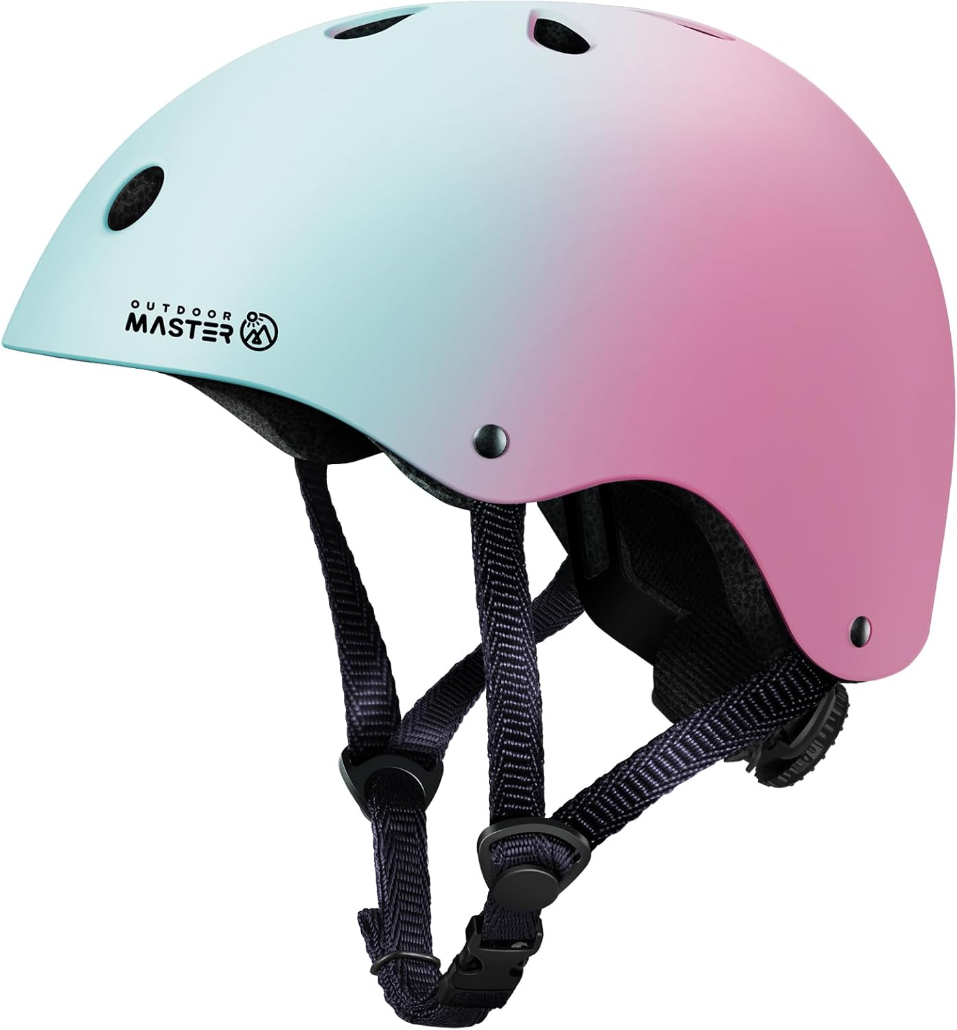 OutdoorMaster Youth & Kids Bike Helmet - Adjustable Multi-Sports Skateboard Helmet with Removable Liners for Balance Bike, Toddler Scooter, One Wheel Hoverboard-Blue pink gradient-Large-56-60cm - Image 1