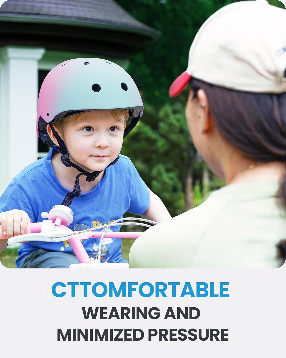 OutdoorMaster Youth & Kids Bike Helmet - Adjustable Multi-Sports Skateboard Helmet with Removable Liners for Balance Bike, Toddler Scooter, One Wheel Hoverboard-Blue pink gradient-Large-56-60cm - Image 2