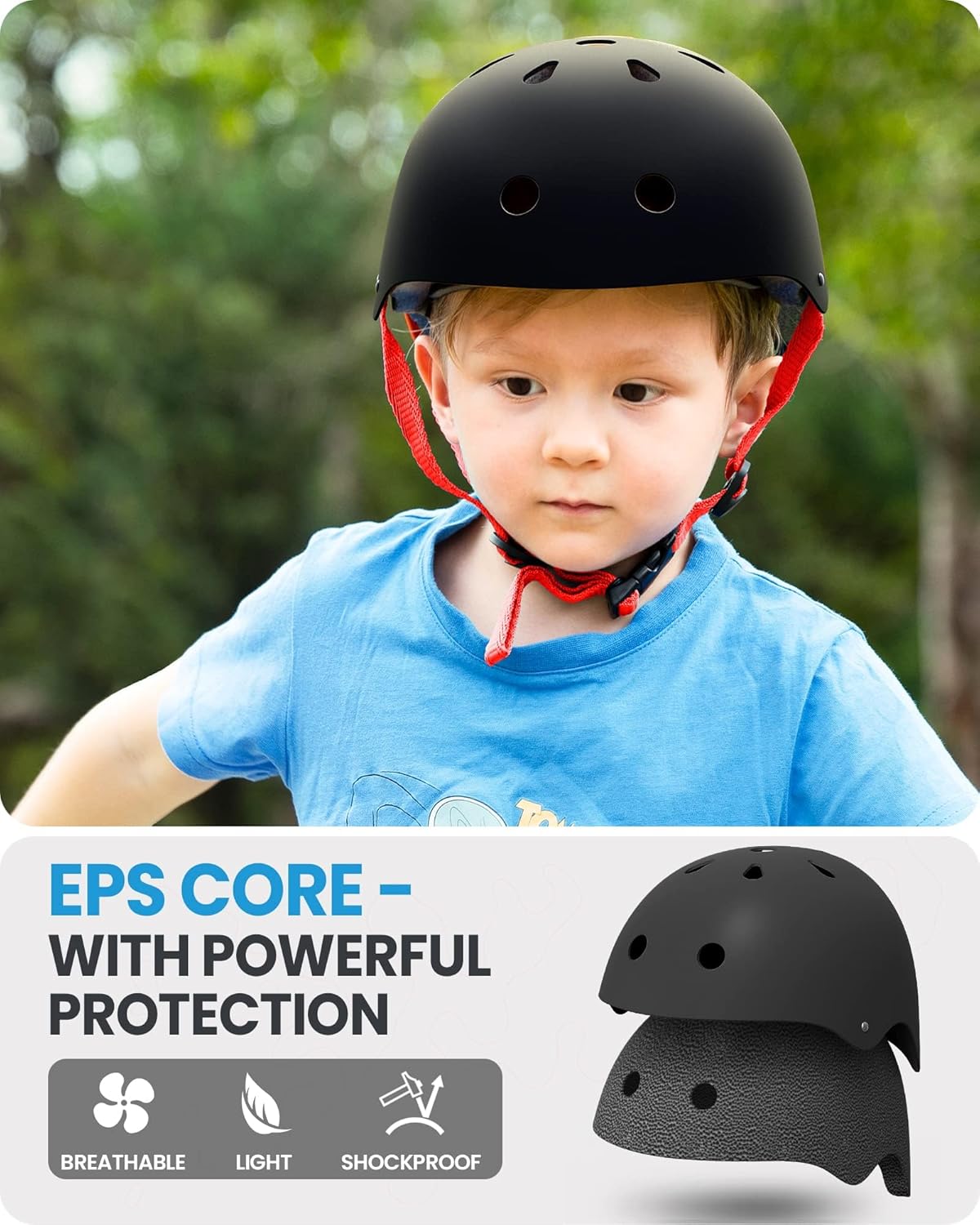 OutdoorMaster Youth & Kids Bike Helmet - Adjustable Multi-Sports Skateboard Helmet with Removable Liners for Balance Bike, Toddler Scooter, One Wheel Hoverboard-Black Red-Large - Image 5