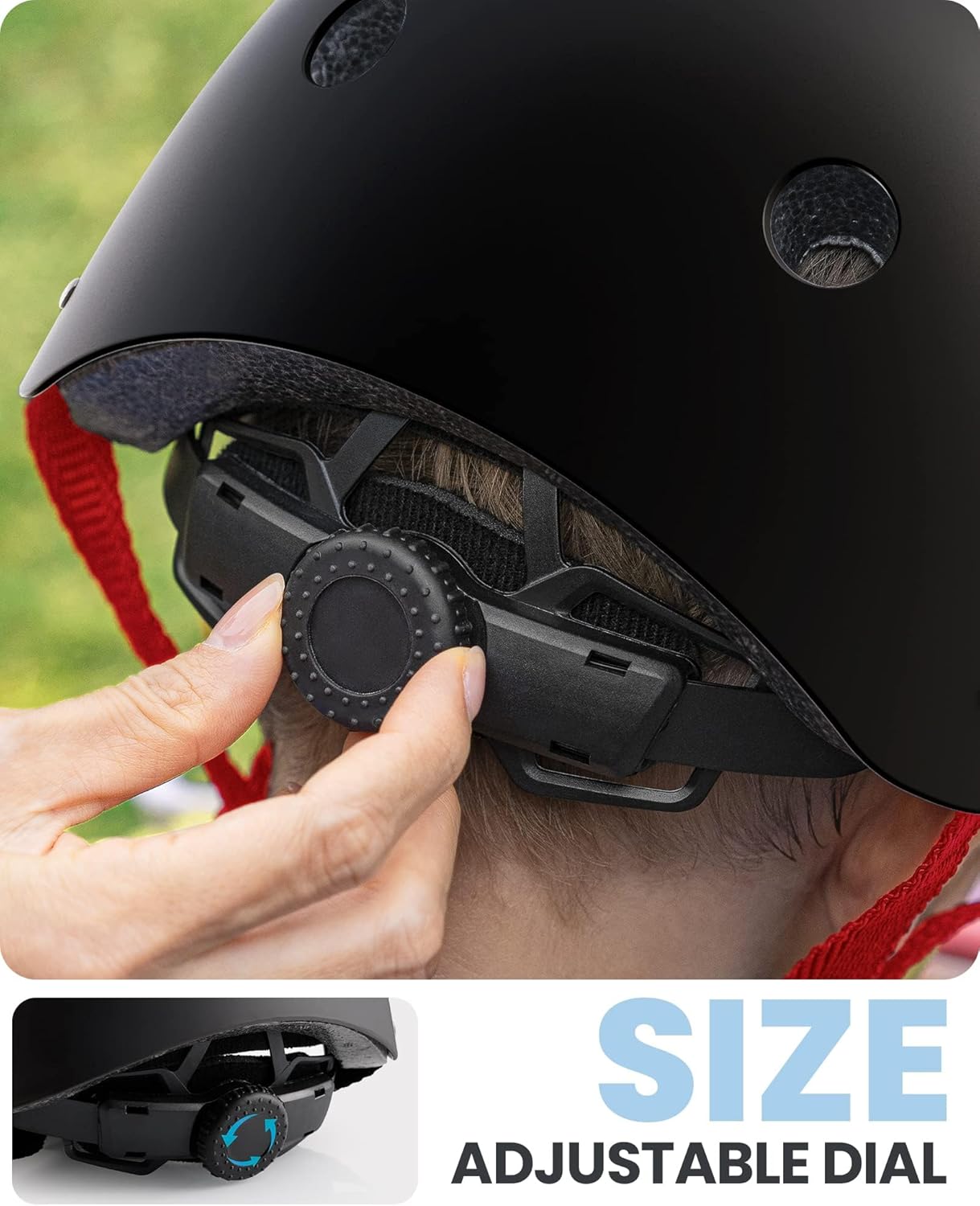 OutdoorMaster Youth & Kids Bike Helmet - Adjustable Multi-Sports Skateboard Helmet with Removable Liners for Balance Bike, Toddler Scooter, One Wheel Hoverboard-Black Red-Small - Image 3