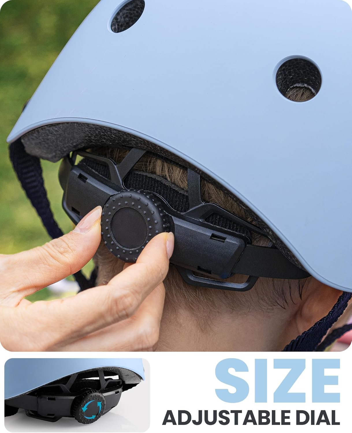 OutdoorMaster Youth & Kids Bike Helmet - Adjustable Multi-Sports Skateboard Helmet with Removable Liners for Balance Bike, Toddler Scooter, One Wheel Hoverboard-Light Blue-Medium - Image 3