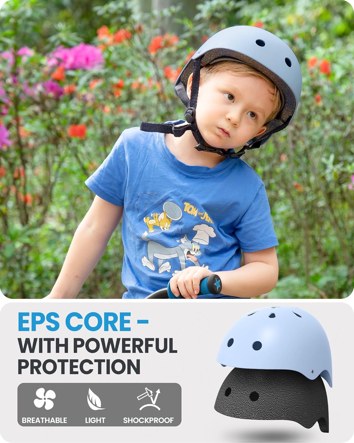 OutdoorMaster Youth & Kids Bike Helmet - Adjustable Multi-Sports Skateboard Helmet with Removable Liners for Balance Bike, Toddler Scooter, One Wheel Hoverboard-Light Blue-Medium - Image 5