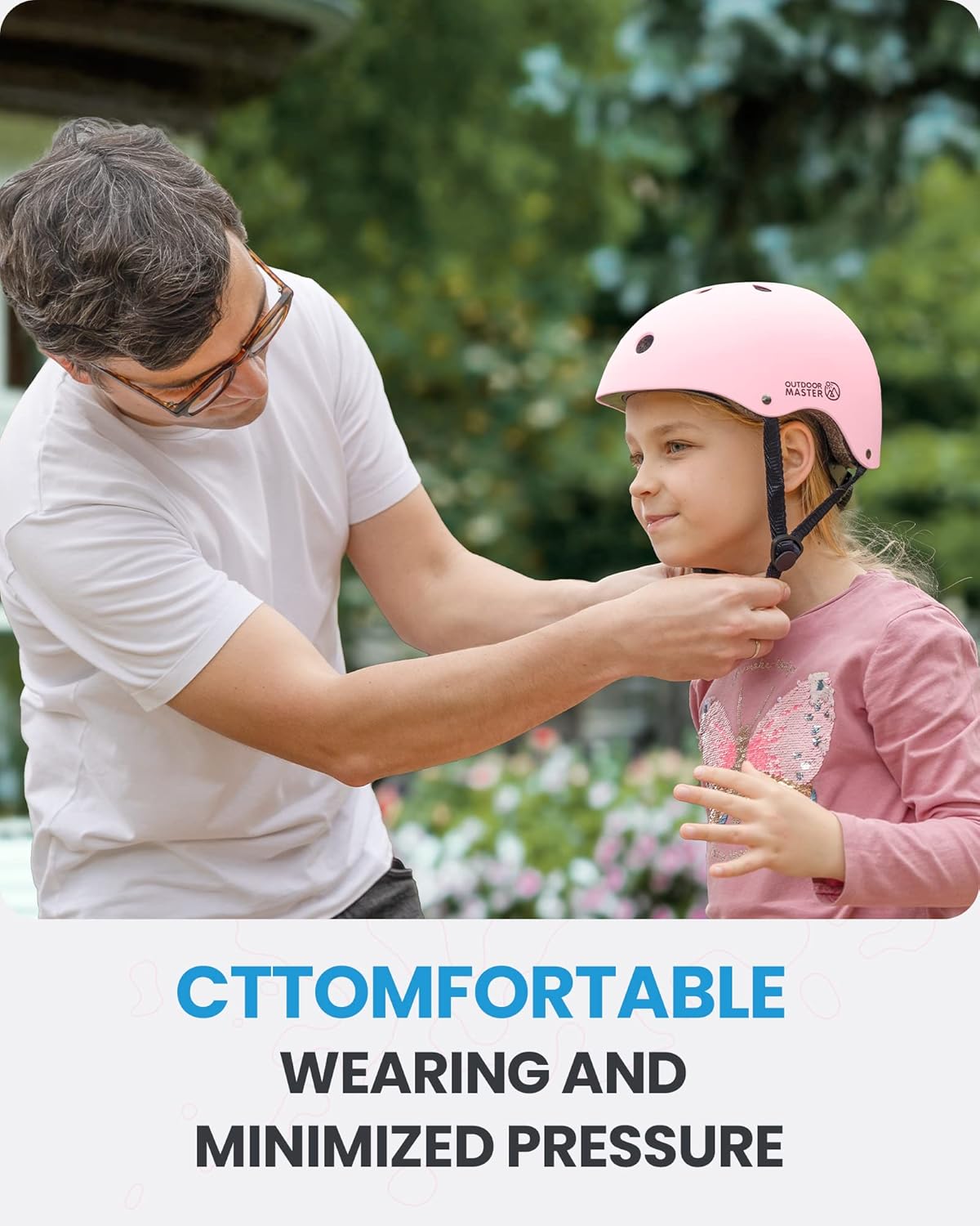 OutdoorMaster Youth & Kids Bike Helmet - Adjustable Multi-Sports Skateboard Helmet with Removable Liners for Balance Bike, Toddler Scooter, One Wheel Hoverboard-Light Pink-Medium - Image 2