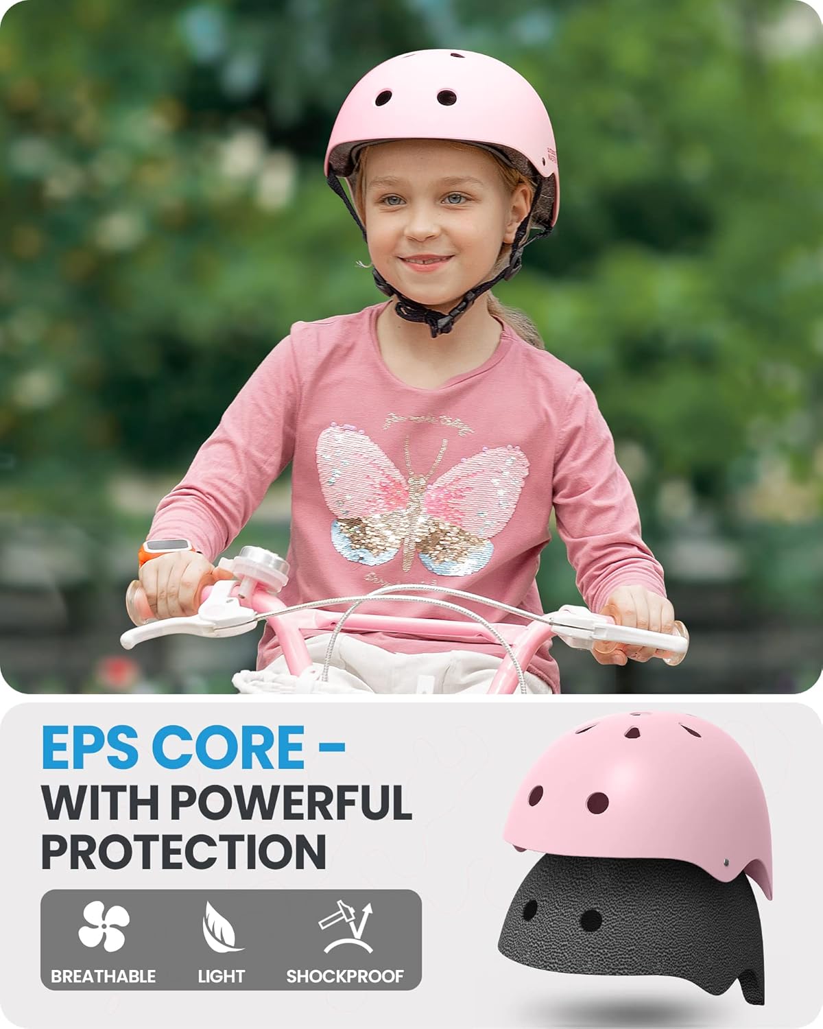 OutdoorMaster Youth & Kids Bike Helmet - Adjustable Multi-Sports Skateboard Helmet with Removable Liners for Balance Bike, Toddler Scooter, One Wheel Hoverboard-Light Pink-Medium - Image 5