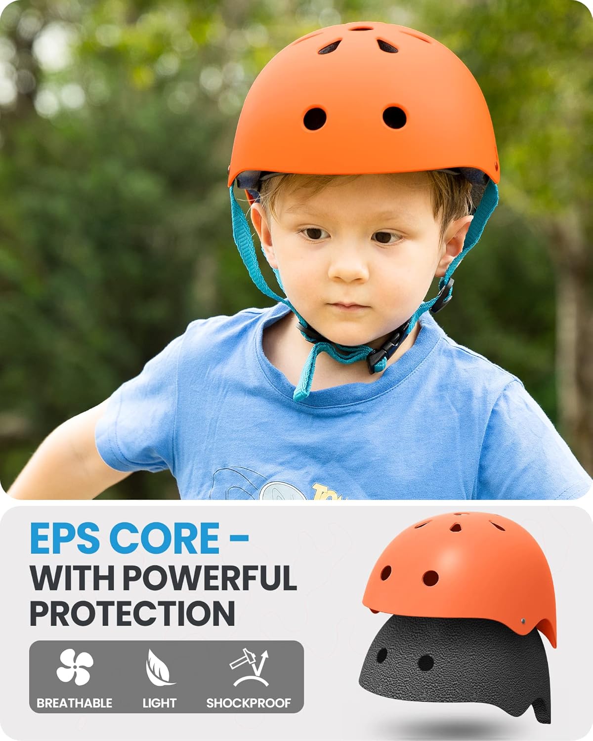 OutdoorMaster Youth & Kids Bike Helmet - Adjustable Multi-Sports Skateboard Helmet with Removable Liners for Balance Bike, Toddler Scooter, One Wheel Hoverboard-Orange-Small - Image 5