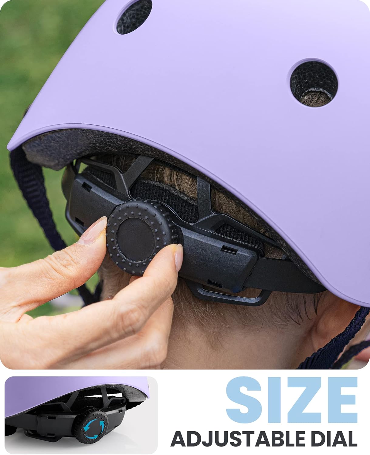 OutdoorMaster Youth & Kids Bike Helmet - Adjustable Multi-Sports Skateboard Helmet with Removable Liners for Balance Bike, Toddler Scooter, One Wheel Hoverboard-Taro purple-Medium - Image 3