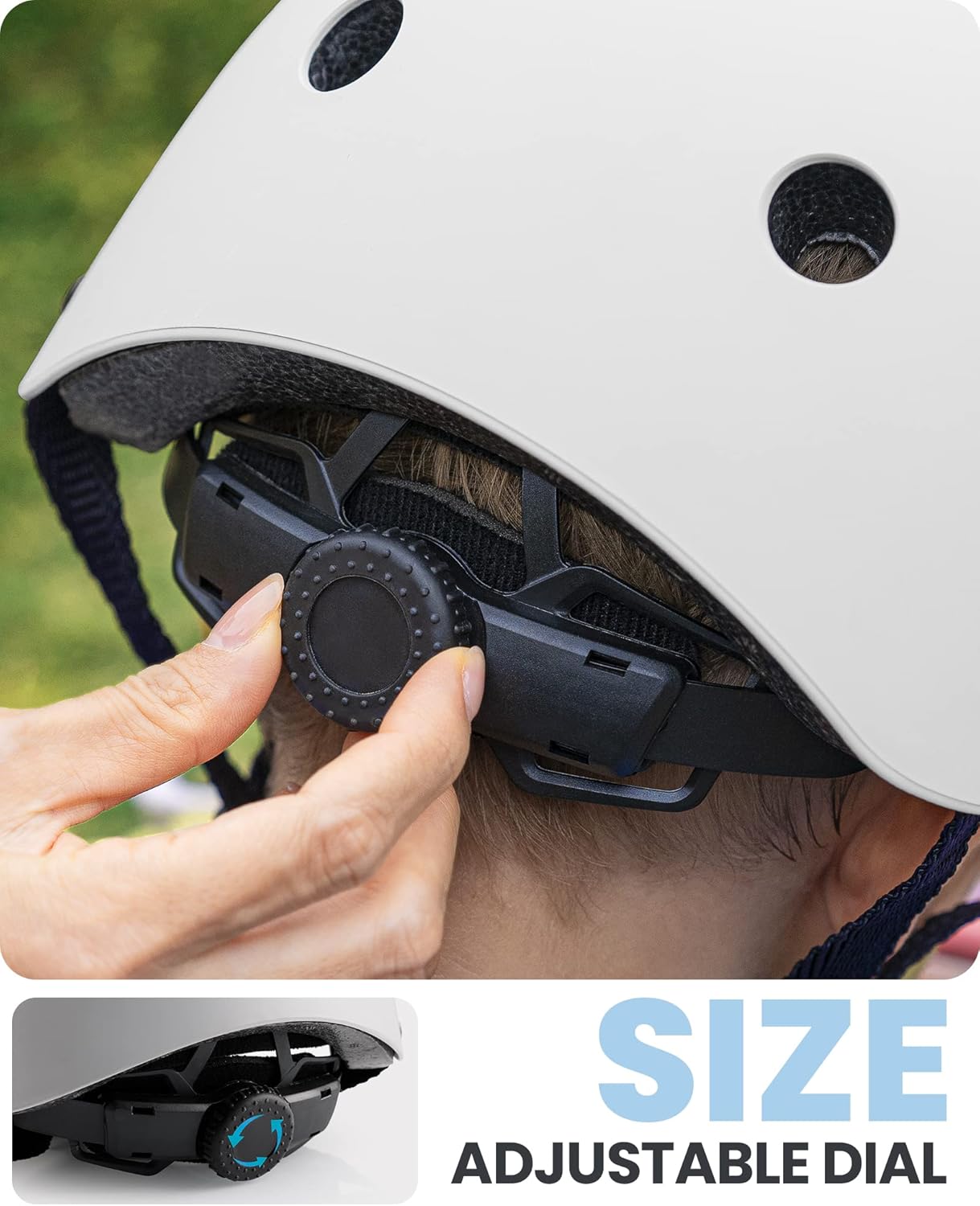 OutdoorMaster Youth & Kids Bike Helmet - Adjustable Multi-Sports Skateboard Helmet with Removable Liners for Balance Bike, Toddler Scooter, One Wheel Hoverboard-White-Large - Image 3