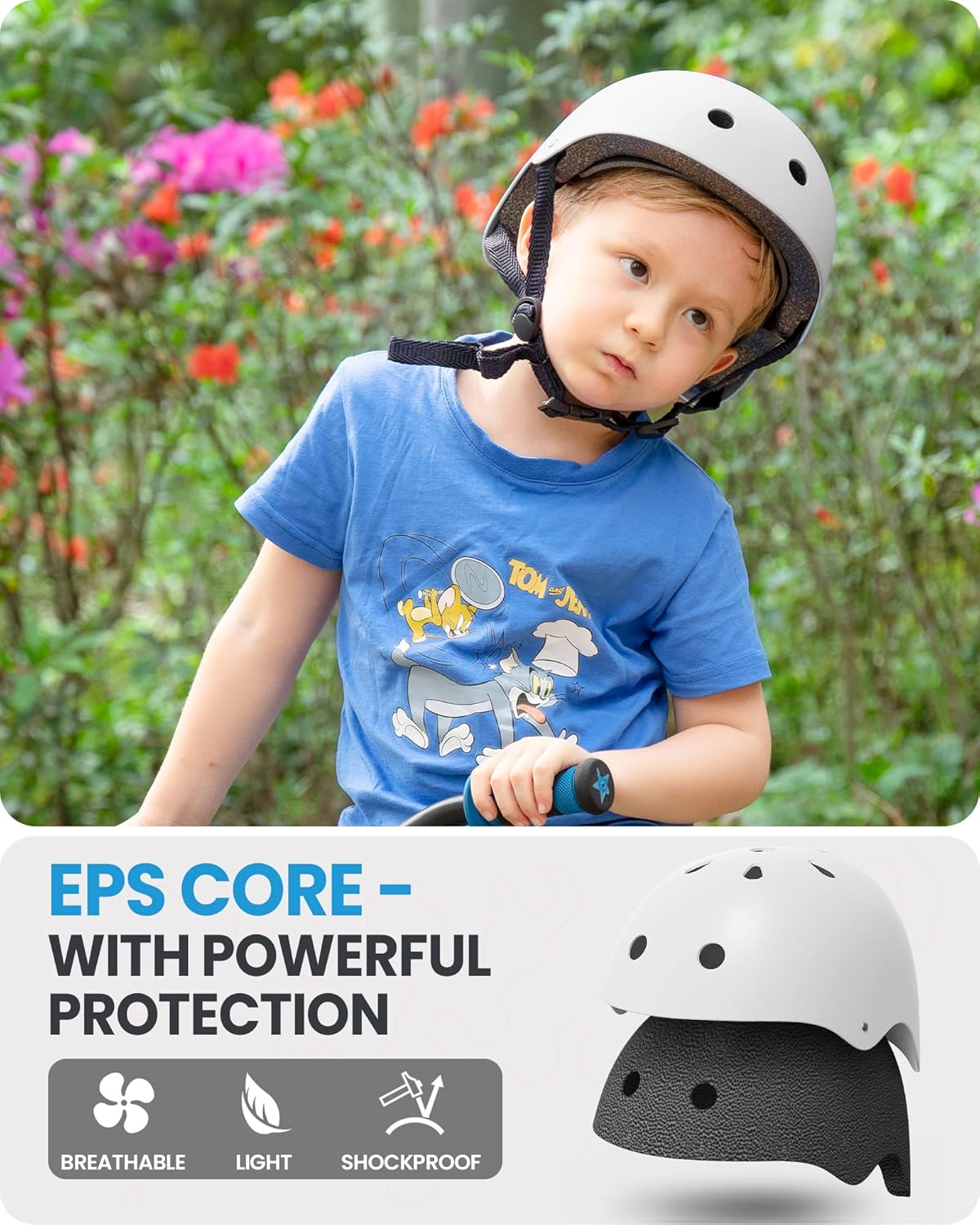 OutdoorMaster Youth & Kids Bike Helmet - Adjustable Multi-Sports Skateboard Helmet with Removable Liners for Balance Bike, Toddler Scooter, One Wheel Hoverboard-White-Medium - Image 6