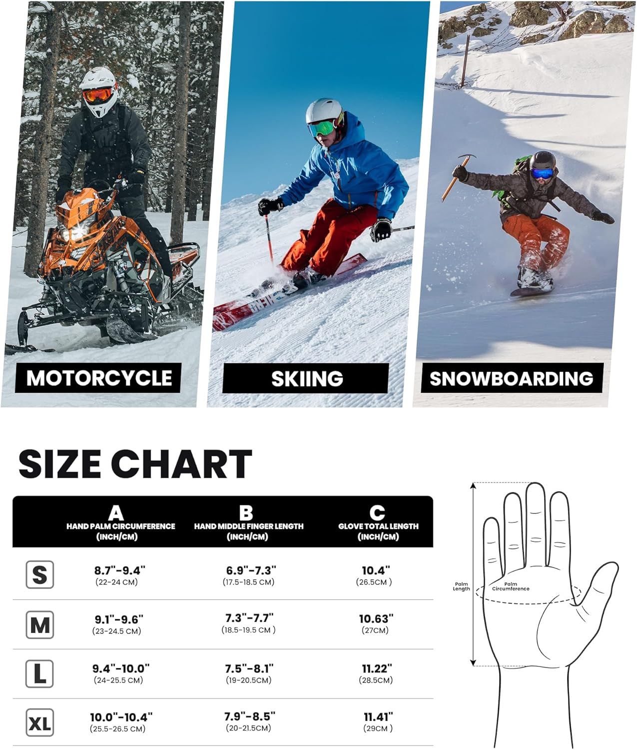 OutdoorMaster Ski Snow Gloves for Women & Men - 3M Thinsulate Waterproof Snowboard Winter Warm Windproof Snowmobile Gloves with Double-Pocket-Black,Large - Image 7