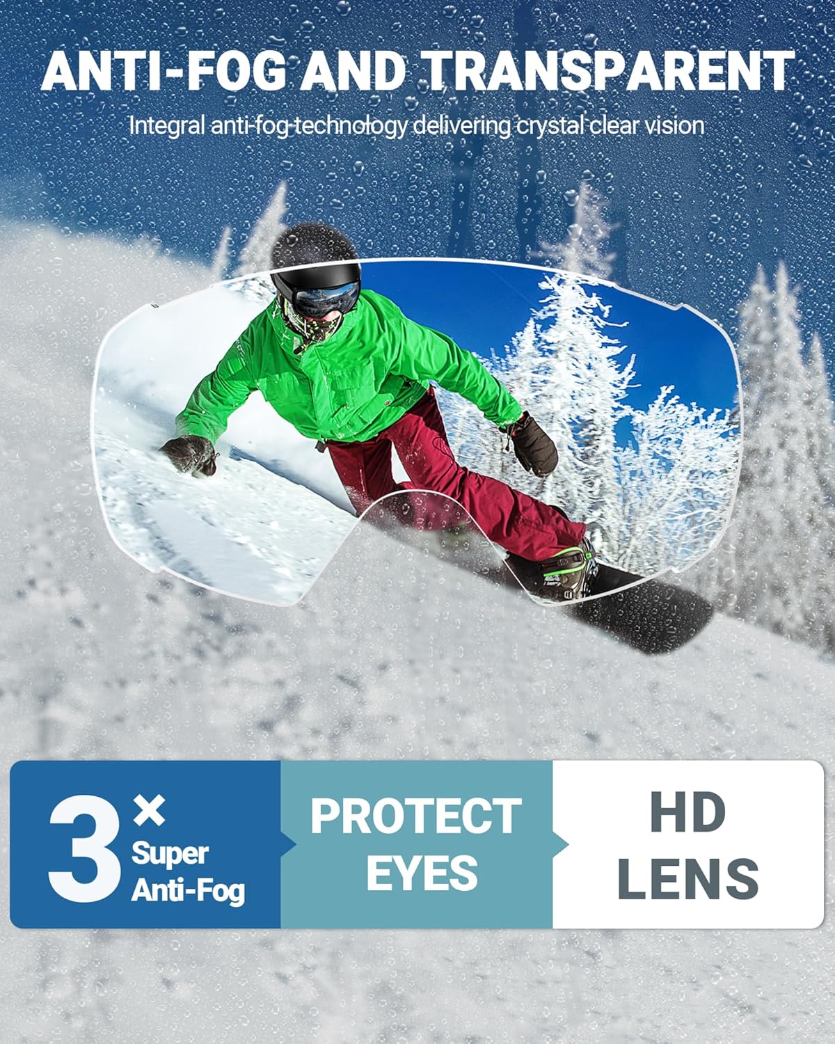 OutdoorMaster Ski Goggles with Cover Snowboard Snow Goggles OTG Anti-Fog -100% UV Protection-OM-18 - Image 5