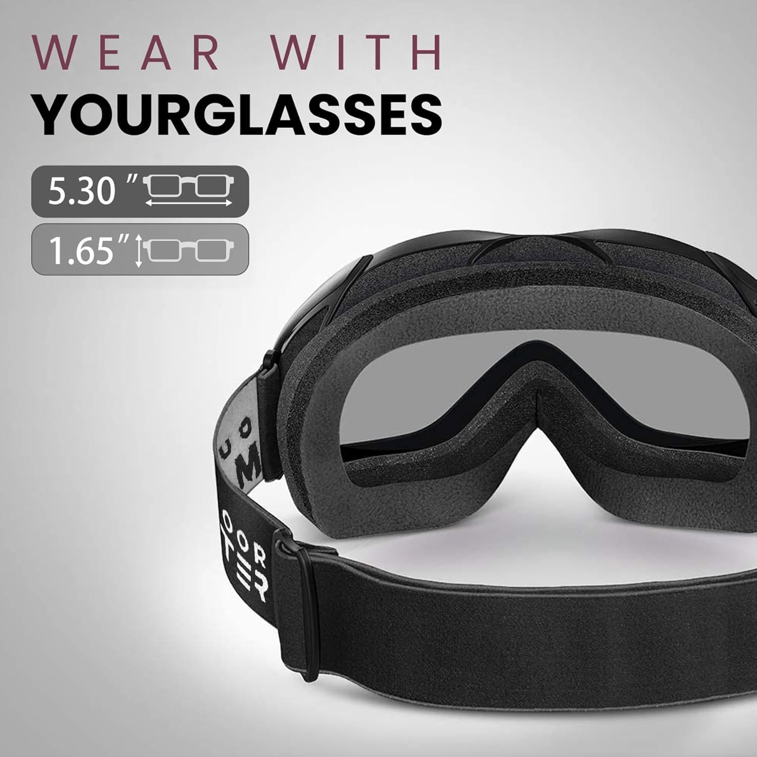 OutdoorMaster OTG Ski Goggles - Over Glasses Ski/Snowboard Goggles for Men, Women & Youth - 100% UV Protection-01VLT 10％-OM-5 - Image 2