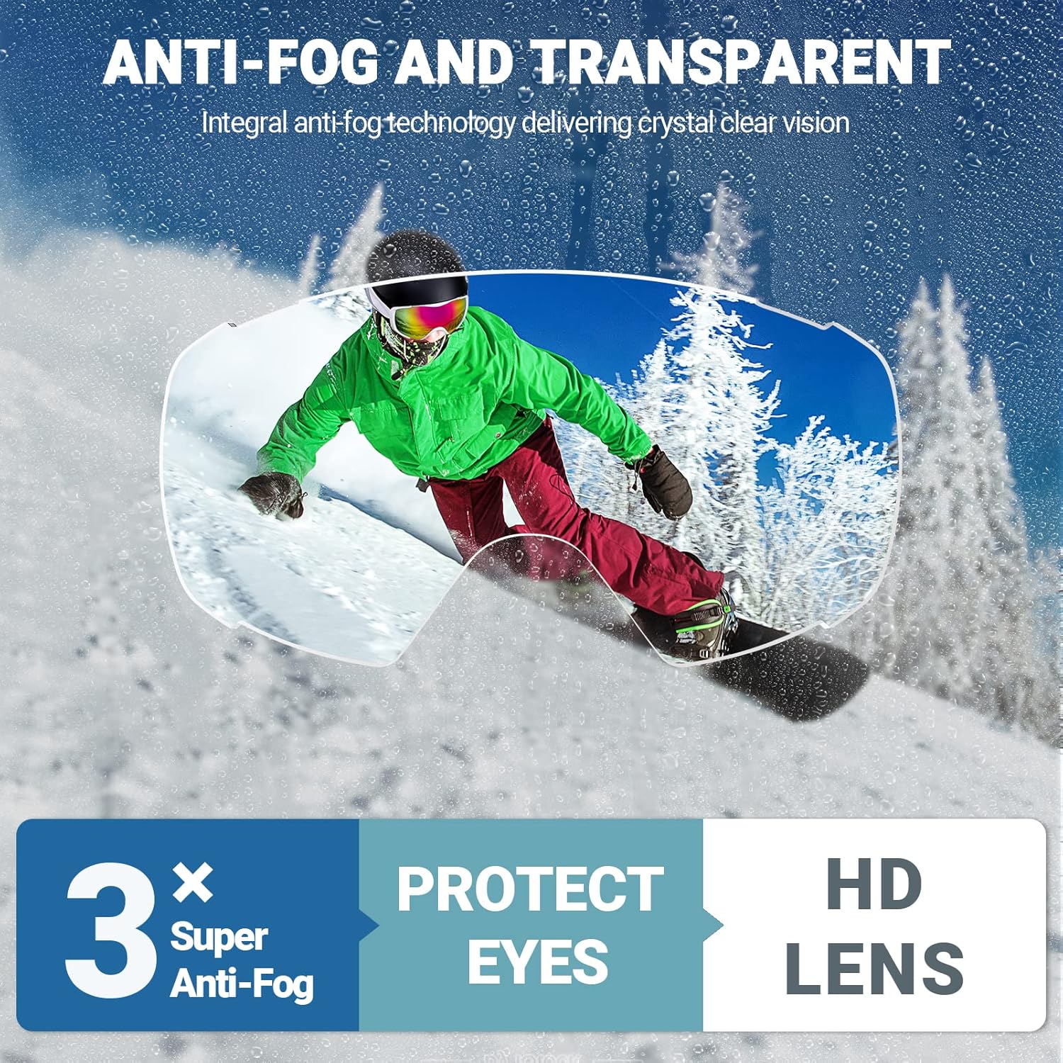 OutdoorMaster Ski Goggles with Cover Snowboard Snow Goggles OTG Anti-Fog -100% UV Protection-OM-18 - Image 6