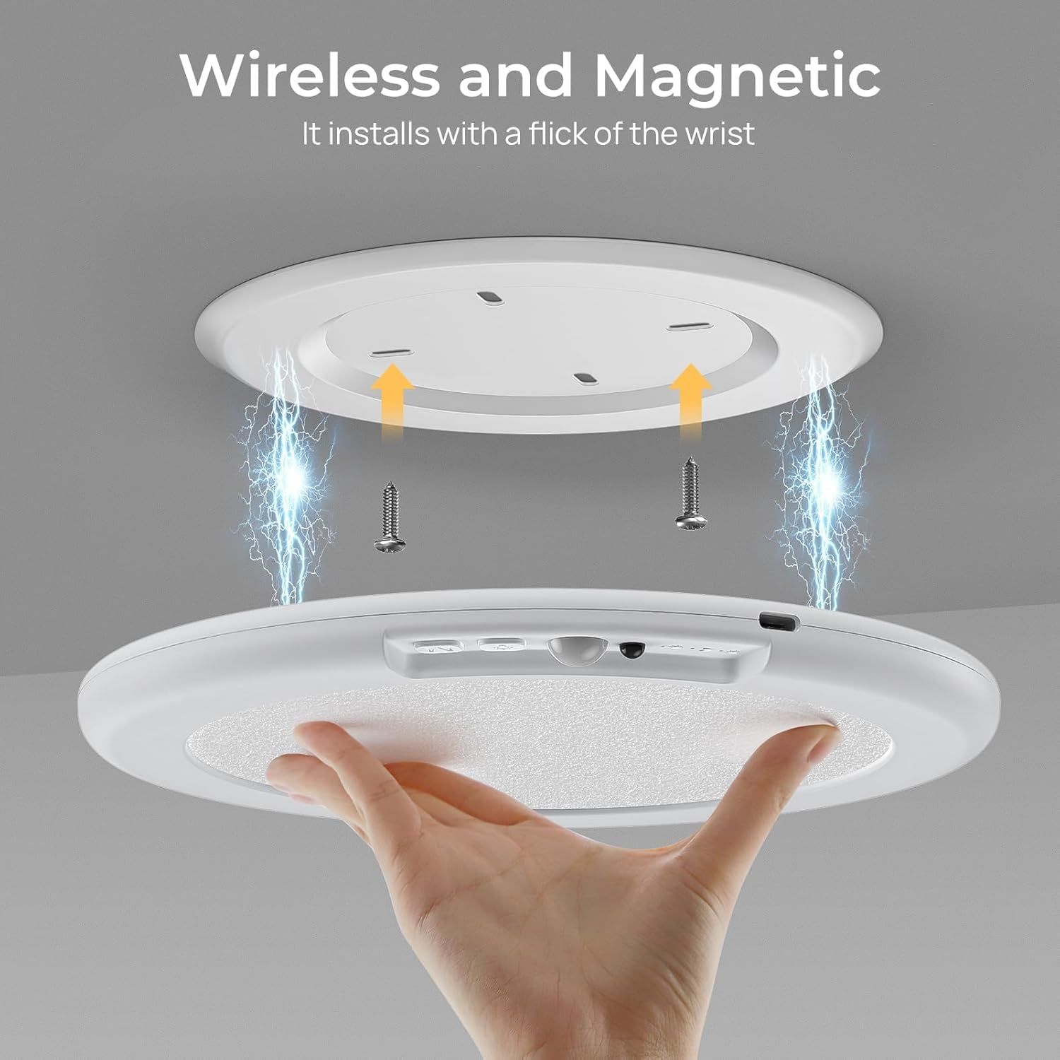 2 Pack Magnetic Wireless Ceiling Light, Rechargeable Battery Operated Ceiling Light wiht Remote, Ultra-Thin Motion Sensor Shower Lamp for Bathroom Closet Porch - Image 3