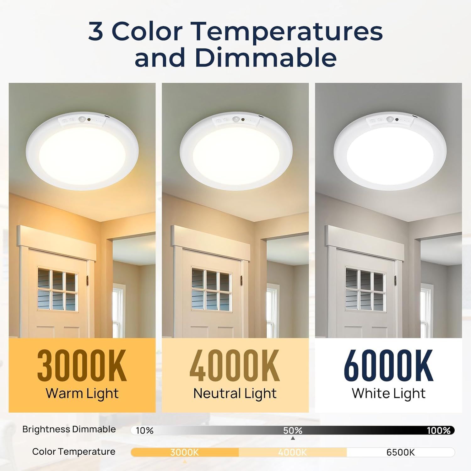 2 Pack Magnetic Wireless Ceiling Light, Rechargeable Battery Operated Ceiling Light wiht Remote, Ultra-Thin Motion Sensor Shower Lamp for Bathroom Closet Porch - Image 6