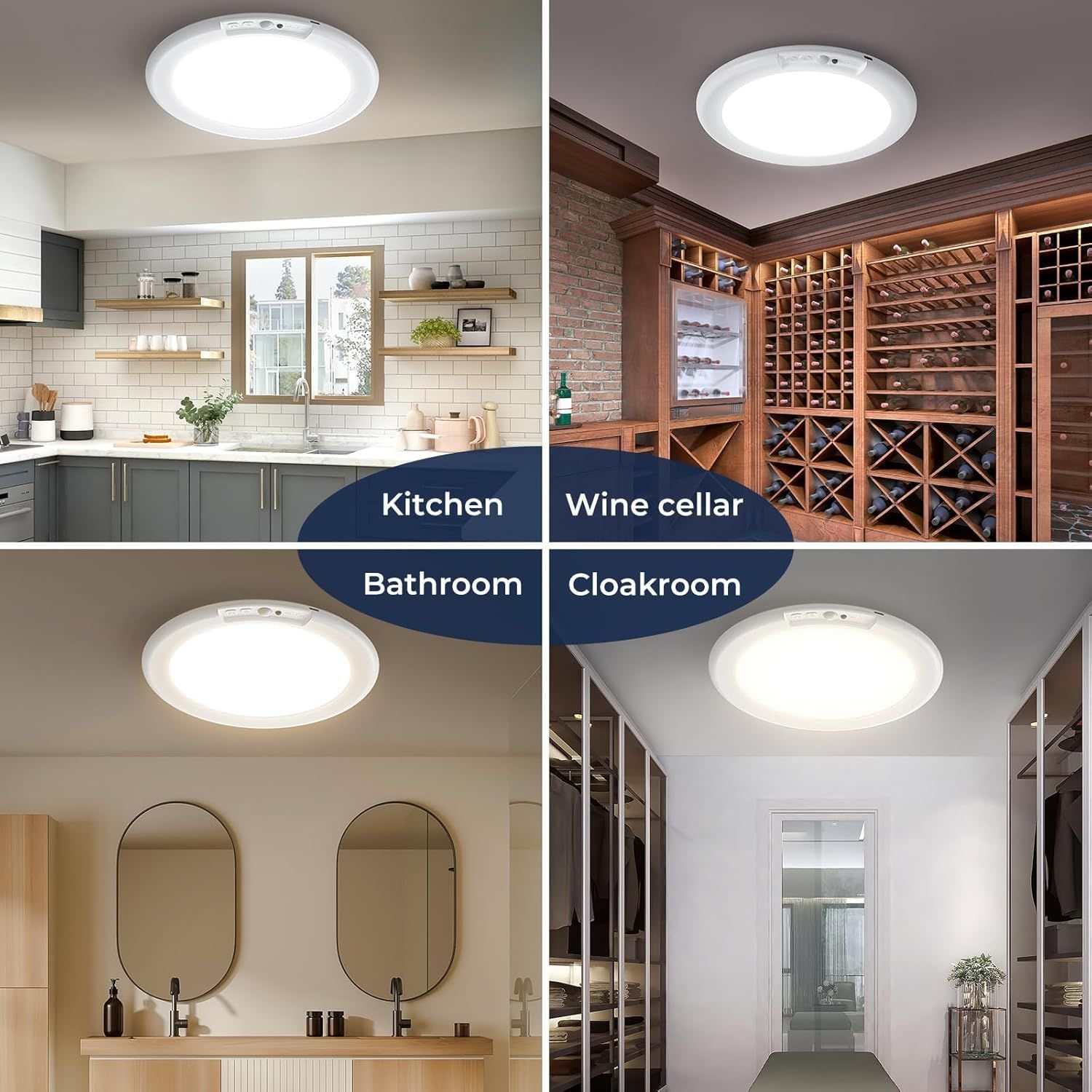 2 Pack Magnetic Wireless Ceiling Light, Rechargeable Battery Operated Ceiling Light wiht Remote, Ultra-Thin Motion Sensor Shower Lamp for Bathroom Closet Porch - Image 8