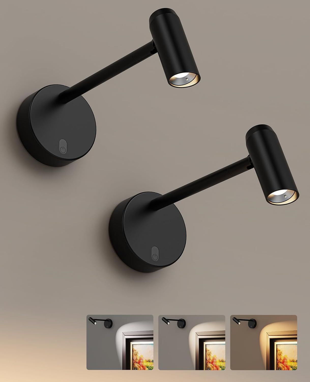 Picture Light for Wall, Battery Operated Art Light for Paintings CCT Dimmable Recharging Gallery Battery Wall Light with Remote Control for Living Room Gallery Dartboard Art Bathroom 2PCS - Image 1