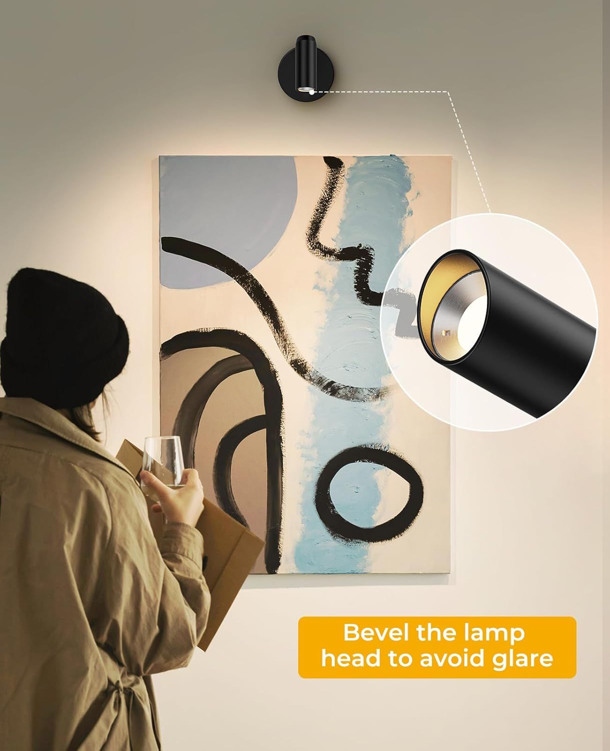 Picture Light for Wall, Battery Operated Art Light for Paintings CCT Dimmable Recharging Gallery Battery Wall Light with Remote Control for Living Room Gallery Dartboard Art Bathroom 2PCS - Image 2