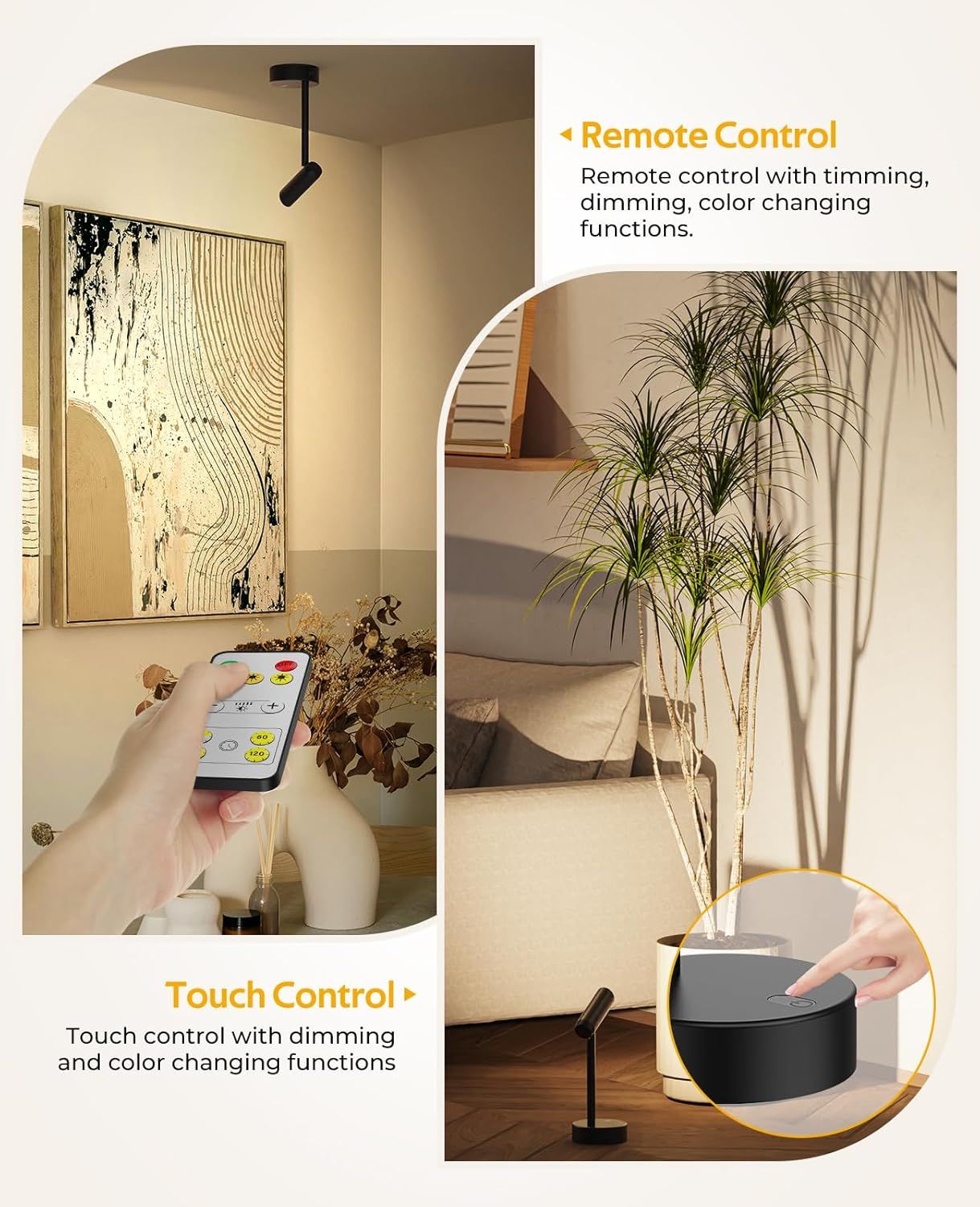 Picture Light for Wall, Battery Operated Art Light for Paintings CCT Dimmable Recharging Gallery Battery Wall Light with Remote Control for Living Room Gallery Dartboard Art Bathroom 2PCS - Image 6