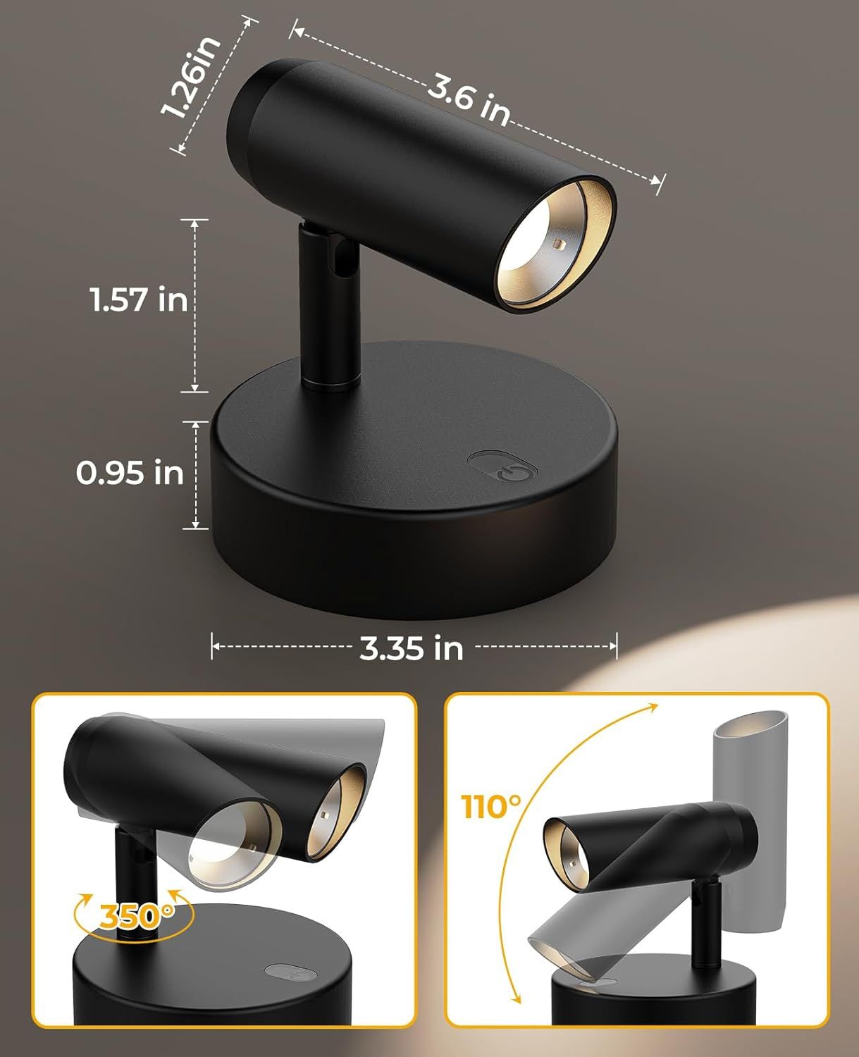 Spotlights Indoor, No-Glare Rechargeable Floor Can Light for Plants with Remote, Wireless Art Accent Spot Lights Uplight for Painting, Picture, Dartboard, Home, Corner Sofa Display 2PCS - Image 6