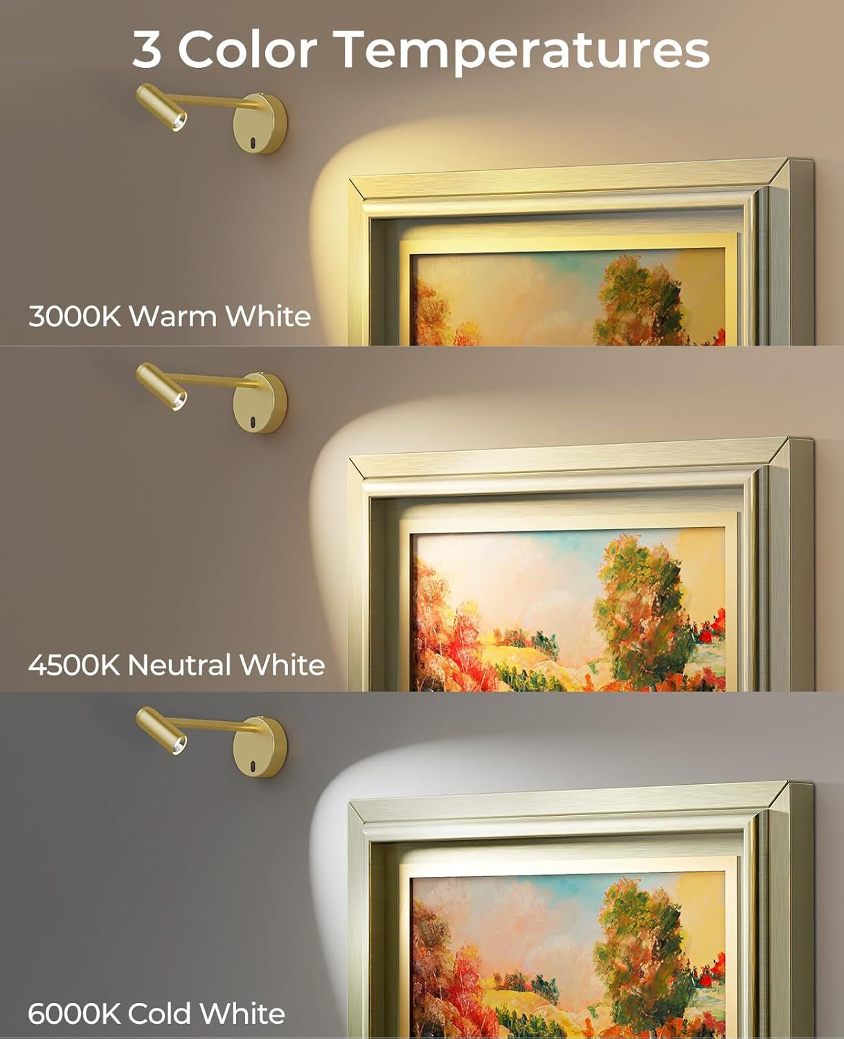 Picture Light for Wall, Battery Operated Art Light for Paintings CCT Dimmable Recharging Gallery Battery Wall Light with Remote Control for Living Room Gallery Dartboard Art Bathroom - Image 5