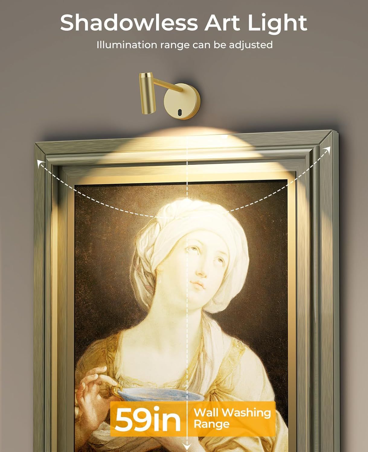Picture Light for Wall, Battery Operated Art Light for Paintings CCT Dimmable Recharging Gallery Battery Wall Light with Remote Control for Living Room Gallery Dartboard Art Bathroom Gold - Image 4