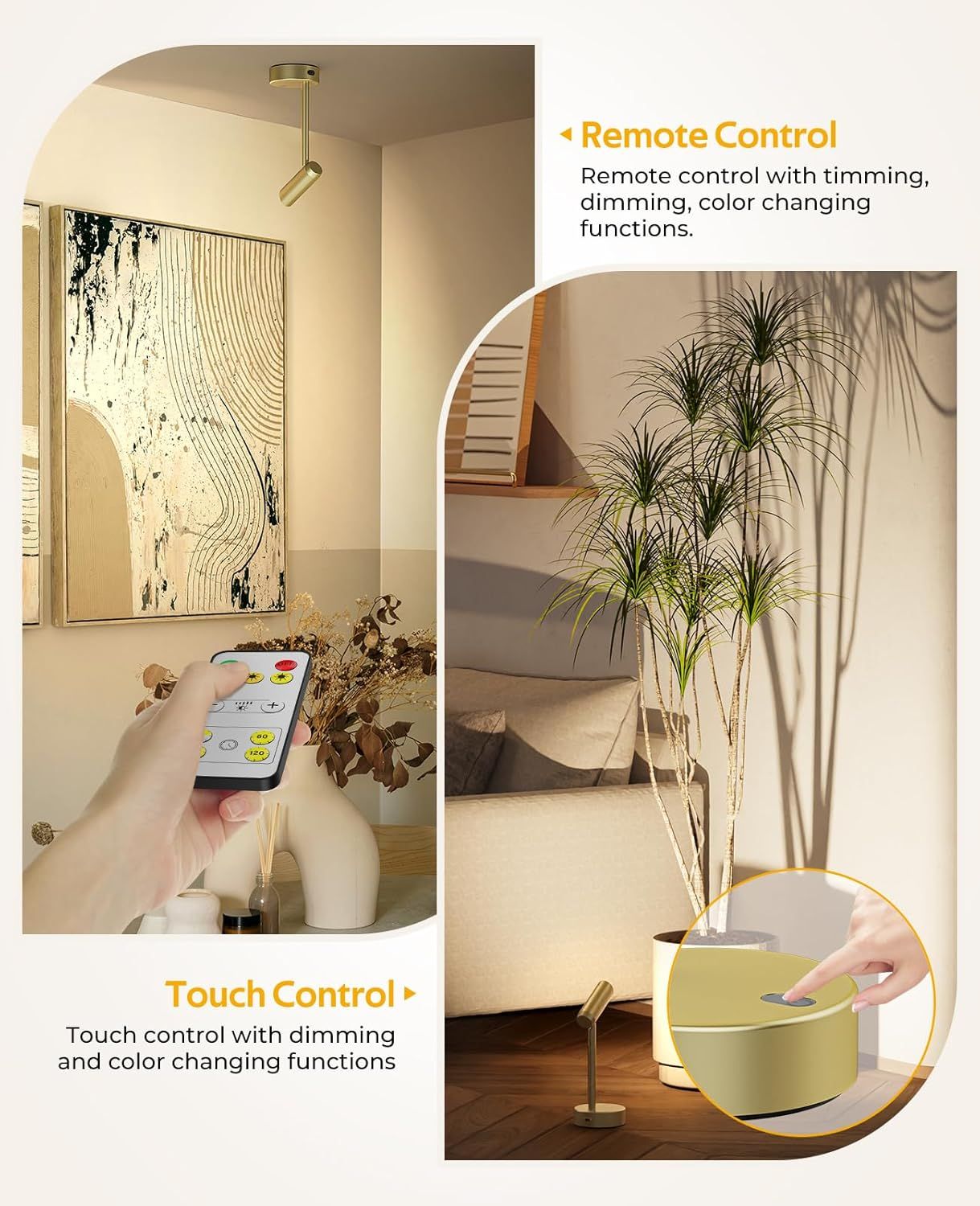 Picture Light for Wall, Battery Operated Art Light for Paintings CCT Dimmable Recharging Gallery Battery Wall Light with Remote Control for Living Room Gallery Dartboard Art Bathroom Gold - Image 6