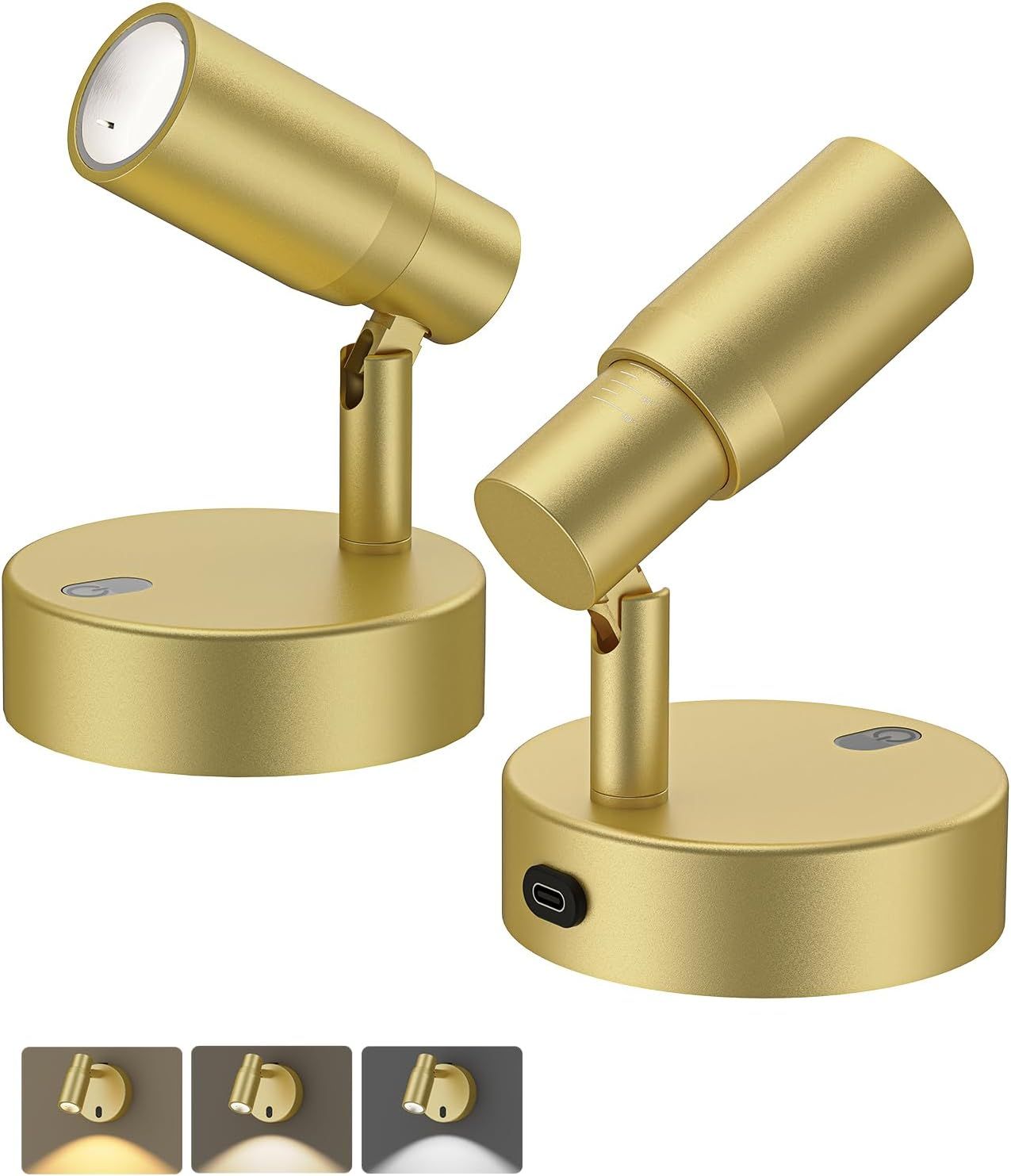 Spot Lights Indoor, Rechargeable Picture Light with Remote, Dimmable CCT Spotlight for Wall Art, 6000mAh Battery Uplights Indoor with Timer for Plant Artwork Painting Sofa Corner Light Gold - Image 1