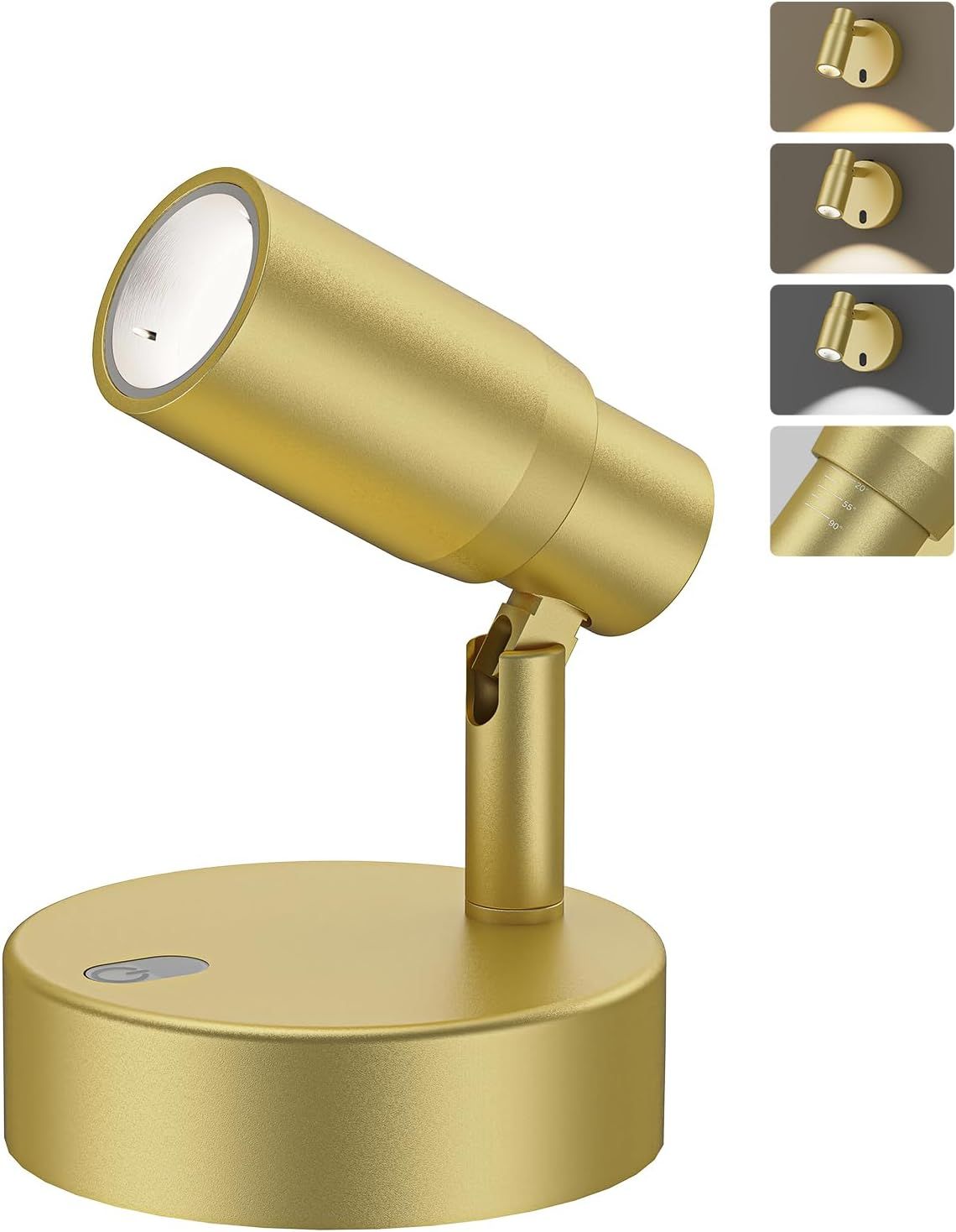Spot Lights Indoor, Rechargeable Picture Light with Remote, Dimmable CCT Spotlight for Wall Art, 6000mAh Battery Uplights Indoor with Timer for Plant Artwork Painting Sofa Corner Light Gold - Image 1