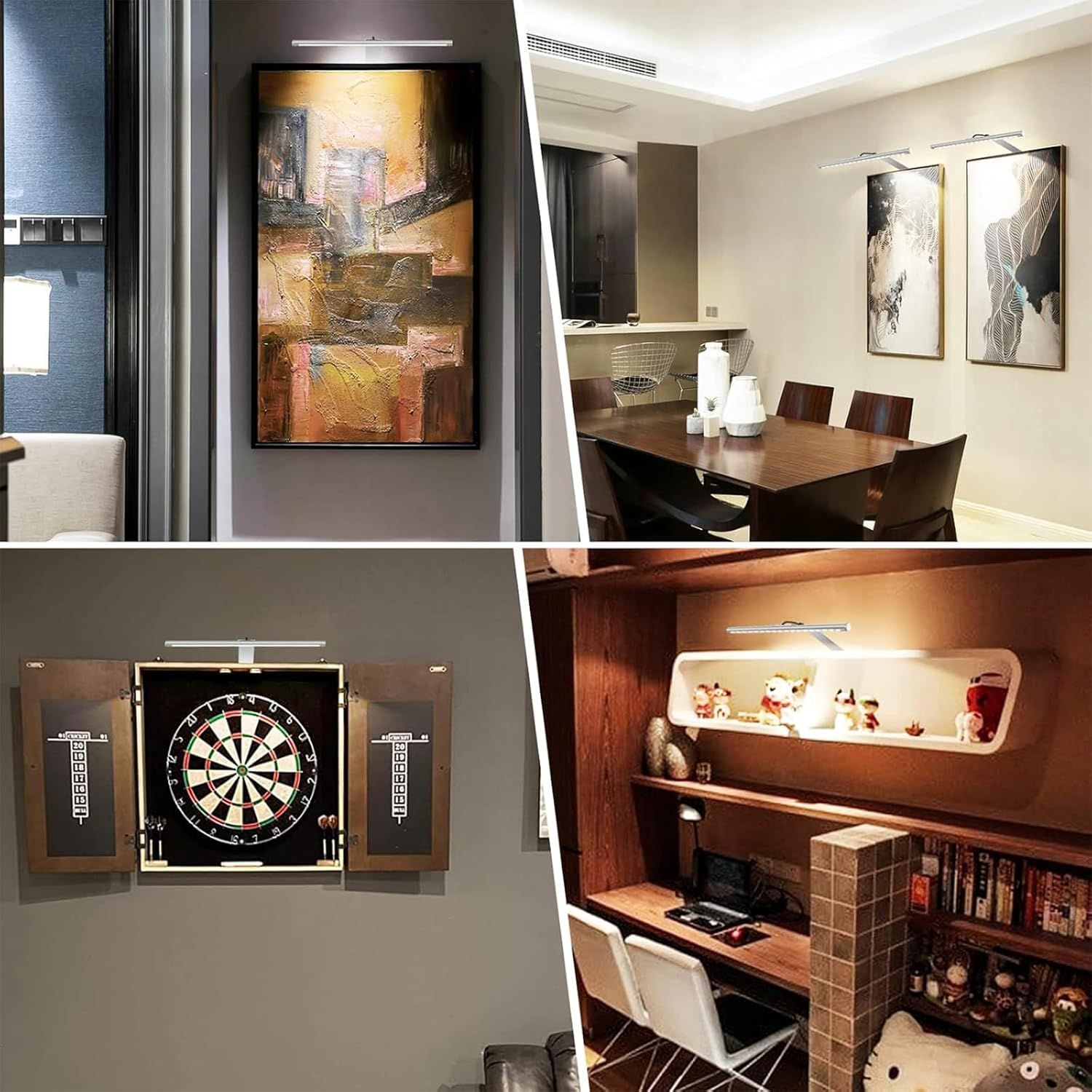 Picture Lights for Wall Plug in or Hardwired,3000K Warm White Dart Board Lights with Remote,13.5inches Silver LED Art Light Dimmbare mit Timer for Gallery Paintings Picture Dartboard - Image 2