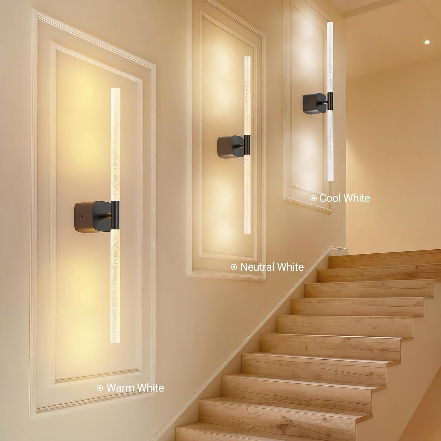 Black Battery Operated Wall Sconce Set of 2, Rechargeable Wireless Wall Lights with Remote and Touch, 360° Rotatable Sconces Wall Decor for Bedroom Living Room (23.62 Inch, 2-Pack) - Image 2