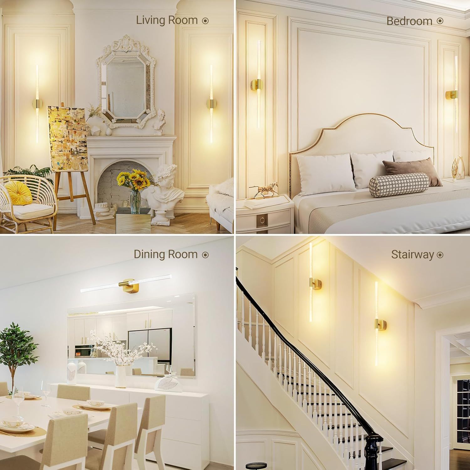 Gold Battery Operated Wall Sconce Set of 2, Rechargeable Wireless Wall Lights with Remote and Touch, 360° Rotatable Sconces Wall Decor for Bedroom Living Room (23.62 Inch, 2-Pack) - Image 7