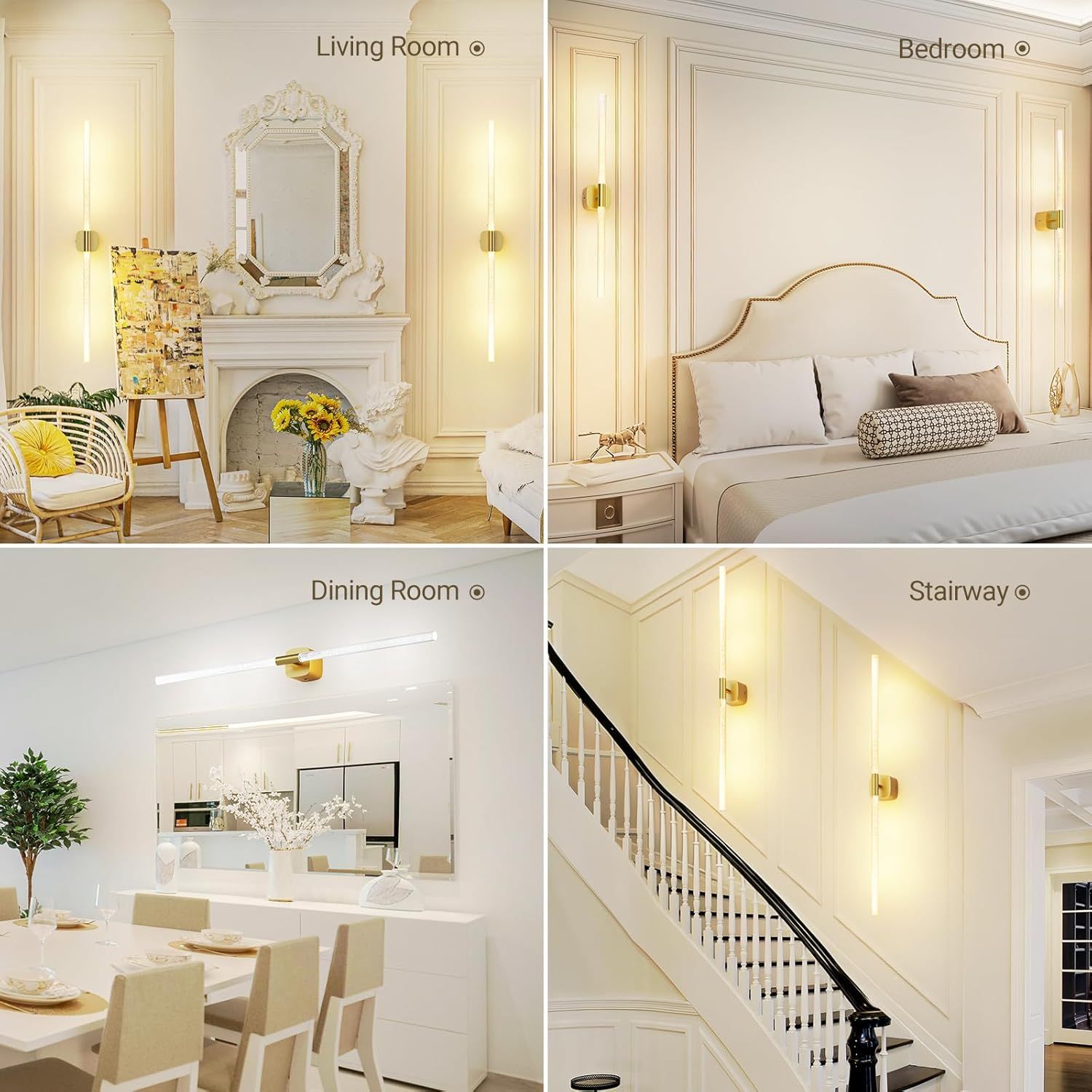 Gold Battery Operated Wall Sconce Set of 2, Rechargeable Wireless Wall Lights with Remote and Touch, 360° Rotatable Sconces Wall Decor for Bedroom Living Room (31.49 Inch, 2-Pack) - Image 7