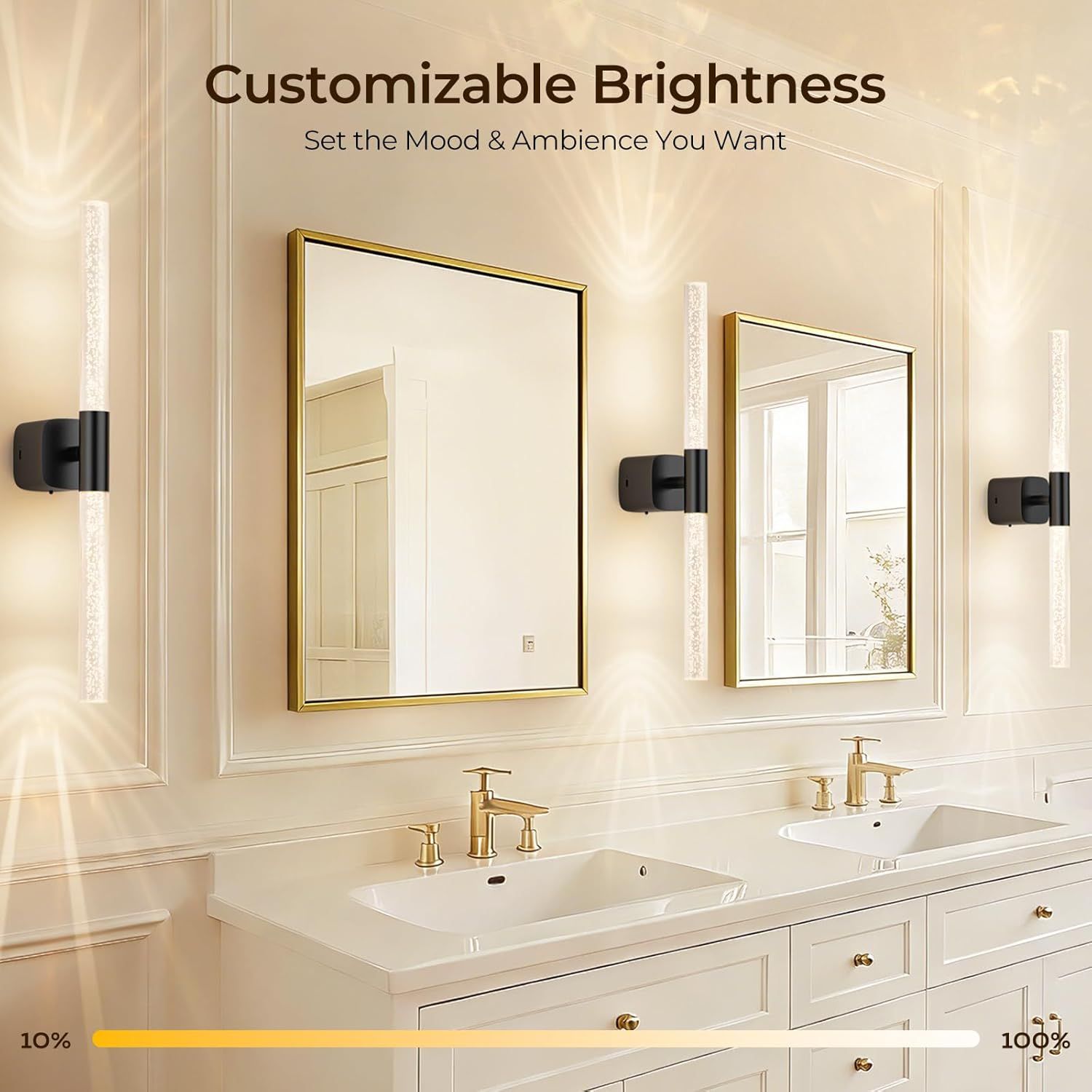 Battery Operated Wall Sconce Set of 2 Black Rechargeable Acrylic Crystal Sconce Wall Decor Set of 2 with 12000mAh CCT Dimmable 350° Rotate Remote Wireless Wall Light for Bedroom Living Room - Image 4