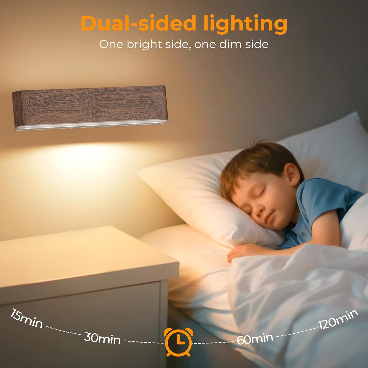 Magnetic Wireless Battery Operated Wall Sconce, Rechargeable Remote Control & Touch Control Wall Sconces Set of Two, 3-Color Temperatures LED Wall Lights, 360° Rotatable (Walnut, 2-Pack) - Image 8