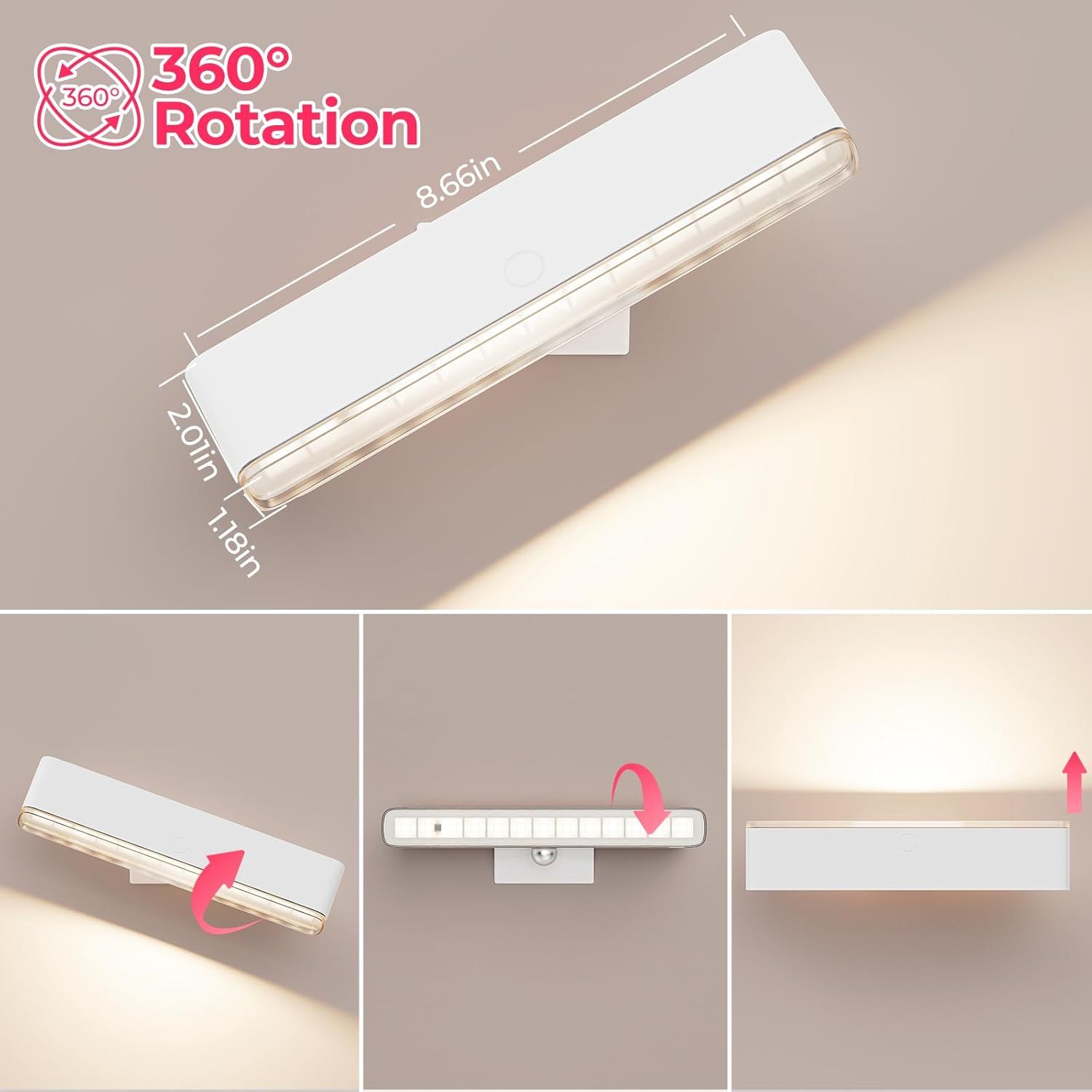 Wireless Vanity Lights for Mirror Set of 2-4000mAh Rechargeable Stick On Makeup Light with CCT Modes & Dimmable Brightness, Cordless Light for Mirror, Vanity, Bathroom, Renter Friendly - Image 5