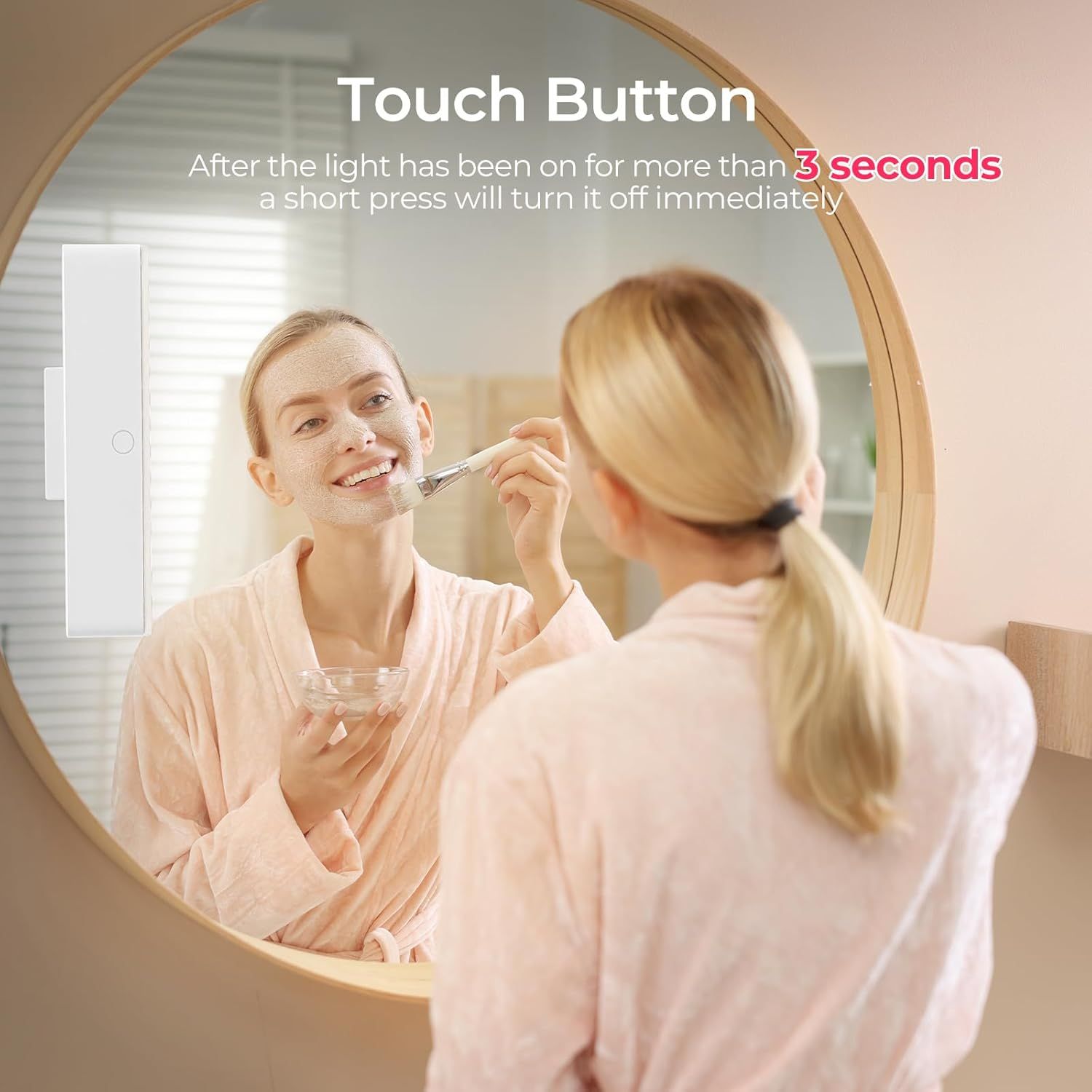 Wireless Vanity Lights for Mirror Set of 2-4000mAh Rechargeable Stick On Makeup Light with CCT Modes & Dimmable Brightness, Cordless Light for Mirror, Vanity, Bathroom, Renter Friendly - Image 6