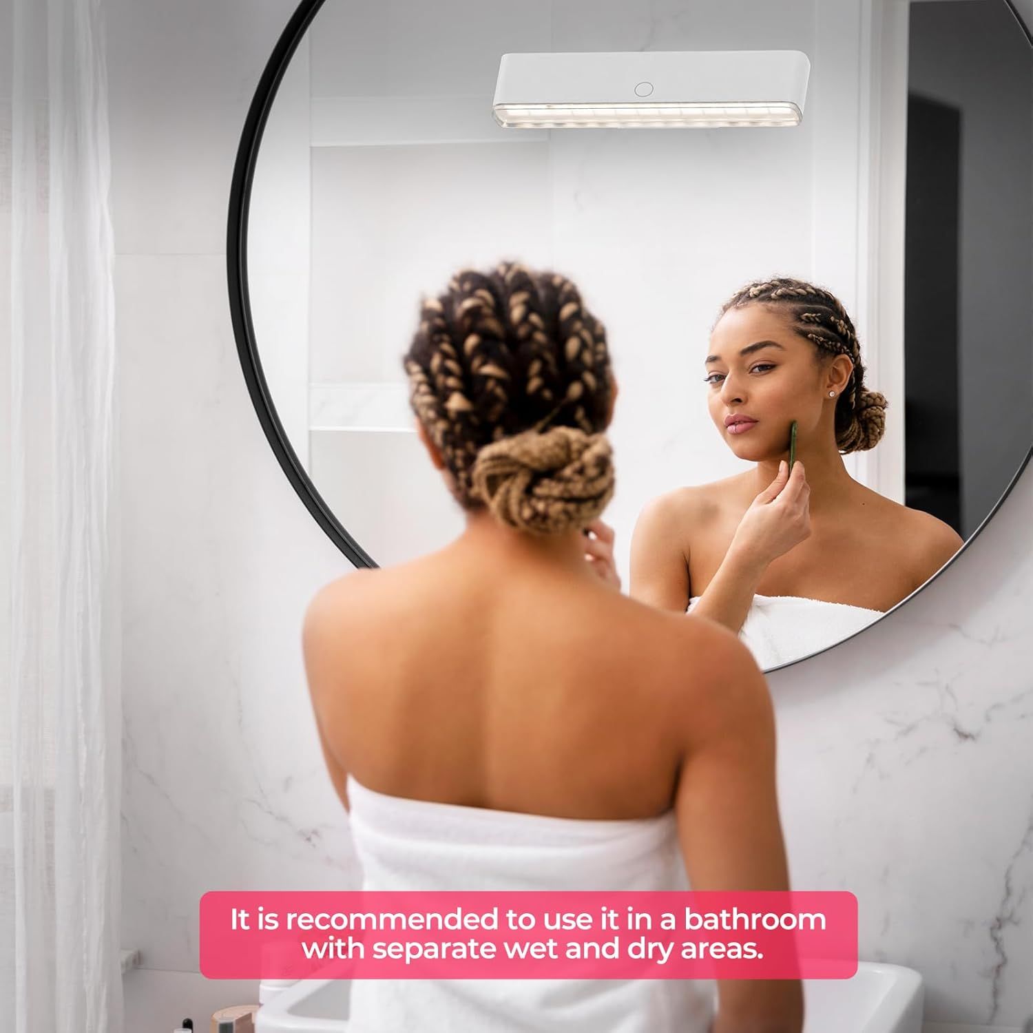 Wireless Vanity Lights for Mirror Set of 2-4000mAh Rechargeable Stick On Makeup Light with CCT Modes & Dimmable Brightness, Cordless Light for Mirror, Vanity, Bathroom, Renter Friendly - Image 8