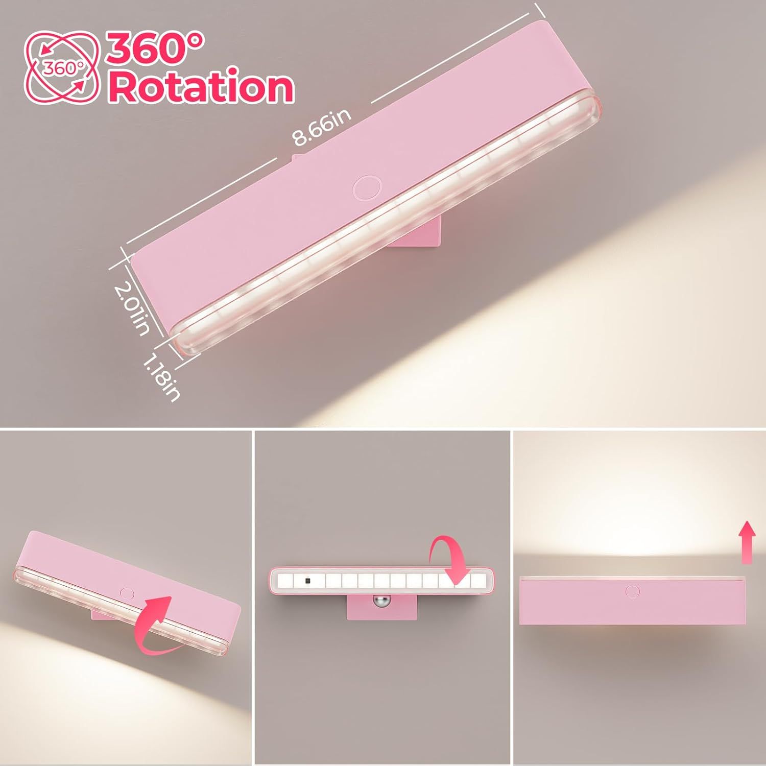 Wireless Vanity Lights for Mirror Set of 2-4000mAh Rechargeable Stick On Makeup Light with CCT Modes & Dimmable Brightness, Cordless Light for Mirror, Vanity, Bathroom, Renter Friendly - Image 5