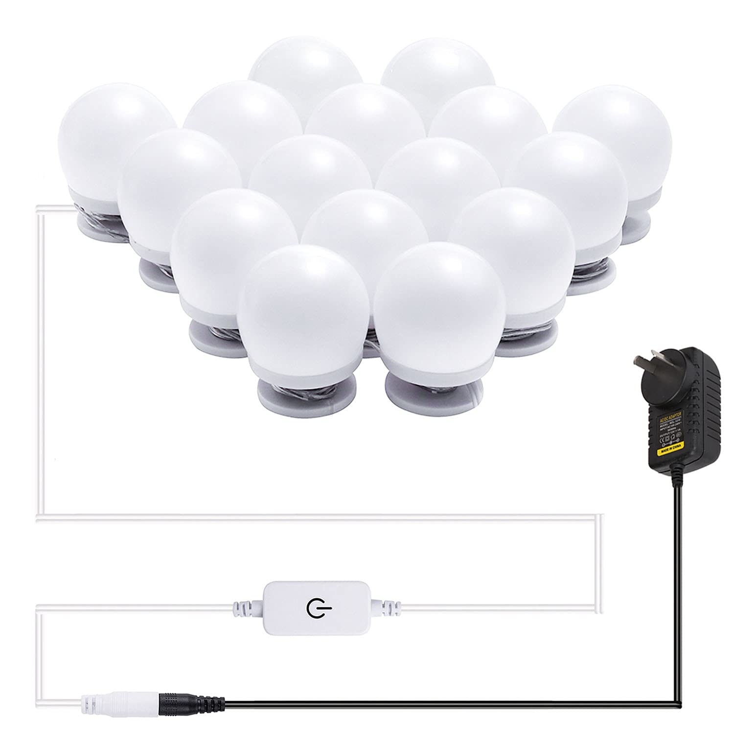 Hollywood Mirror Lights Makeup Vanity Lights, LED Vanity Mirror Lights Kit for Dressing Table, Dimmable and Adapter Plug in, Mirror Not Included (16 Bulbs Natural White) - Image 1