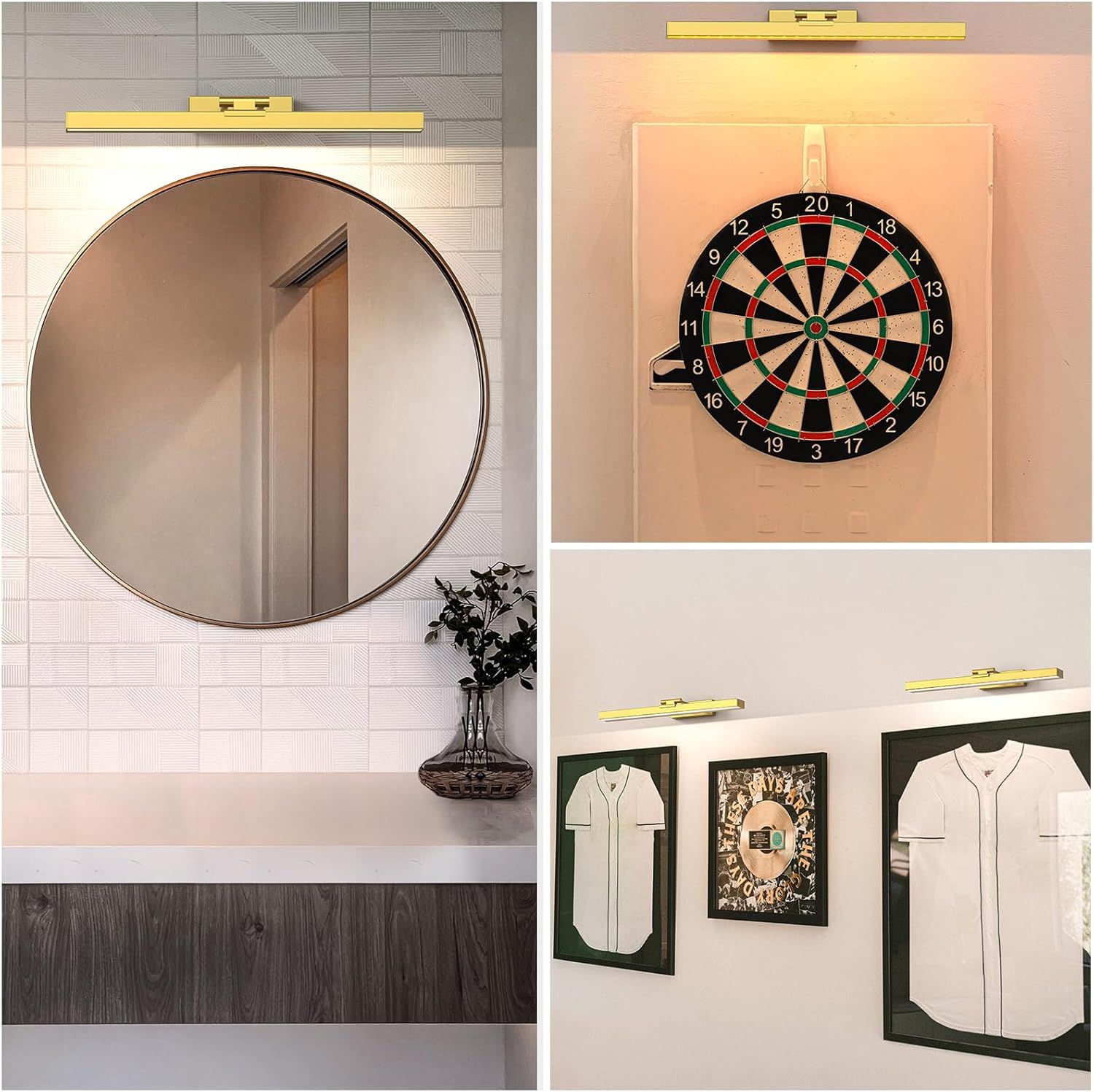 Picture Light Battery Operated, 16in Wireless Art Light for Paintings CCT Dimmable Recharging Battery Picture Light with Remote Control for Gallery Dartboard Art Bedroom Bathroom Gold - Image 8