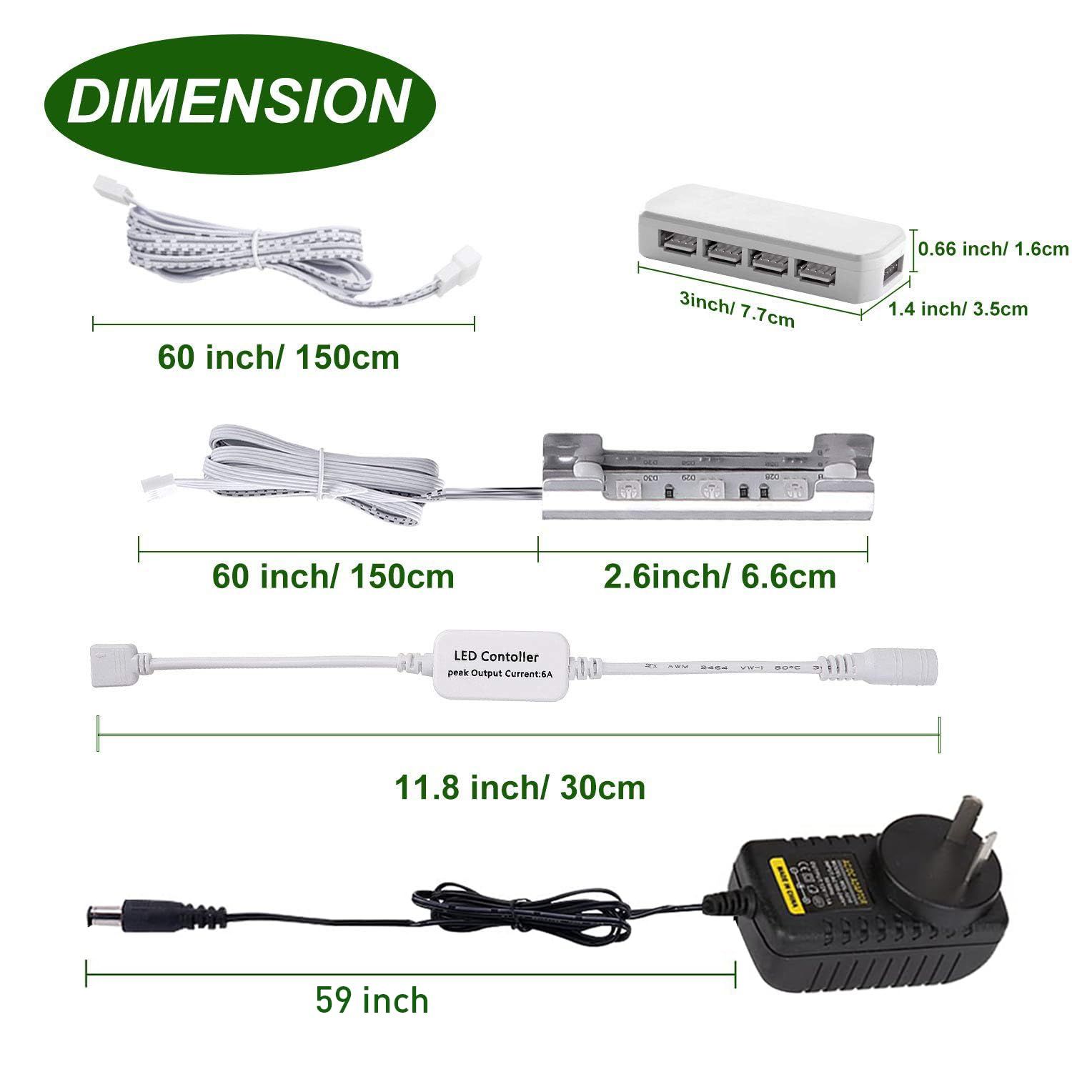 LED Under Cabinet Night Lights Kit for Glass Edge Shelf Back Side Lighting Using Flexible Cable and Clip with RF Remote(6 Lights RGB) - Image 7