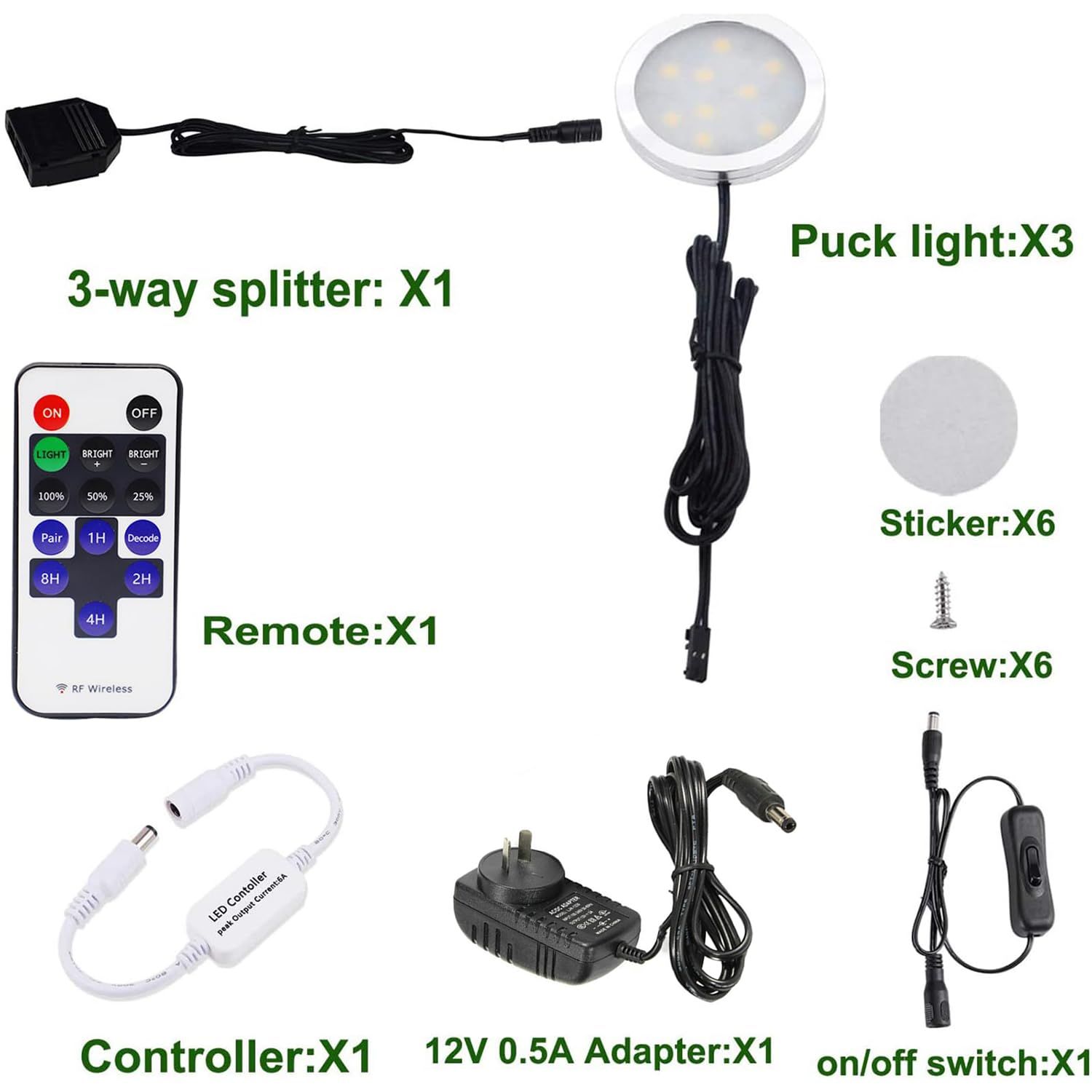 3 Pack Round Display 240V LED Puck Lights,6W Under Cupboard Counter Shelf Lights(Daylight White 6000K) - Image 2