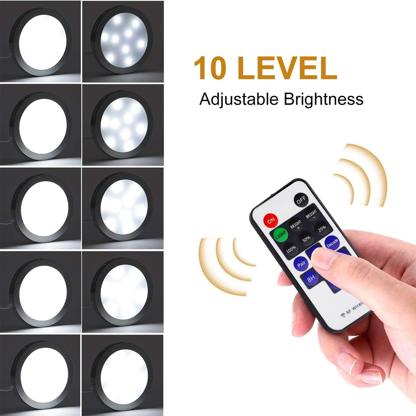 3 Pack Round Display 240V LED Puck Lights,6W Under Cupboard Counter Shelf Lights(Daylight White 6000K) - Image 5