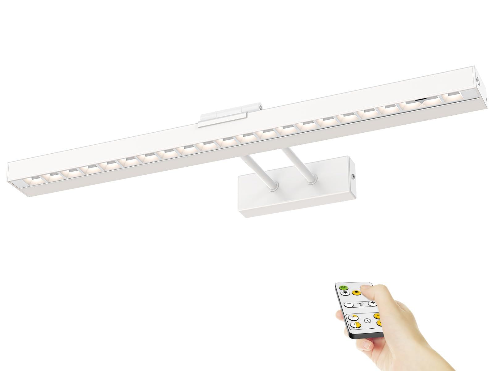 Picture Light Battery Operated, 16in Wireless Art Light for Paintings CCT Dimmable Recharging Battery Picture Light with Remote Control for Gallery Dartboard Art Bedroom Bathroom White - Image 1