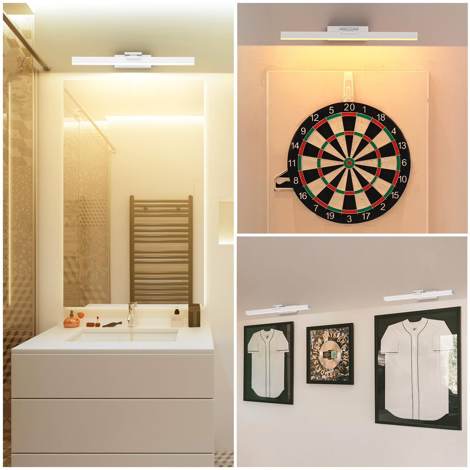 Picture Light Battery Operated, 16in Wireless Art Light for Paintings CCT Dimmable Recharging Battery Picture Light with Remote Control for Gallery Dartboard Art Bedroom Bathroom White - Image 4