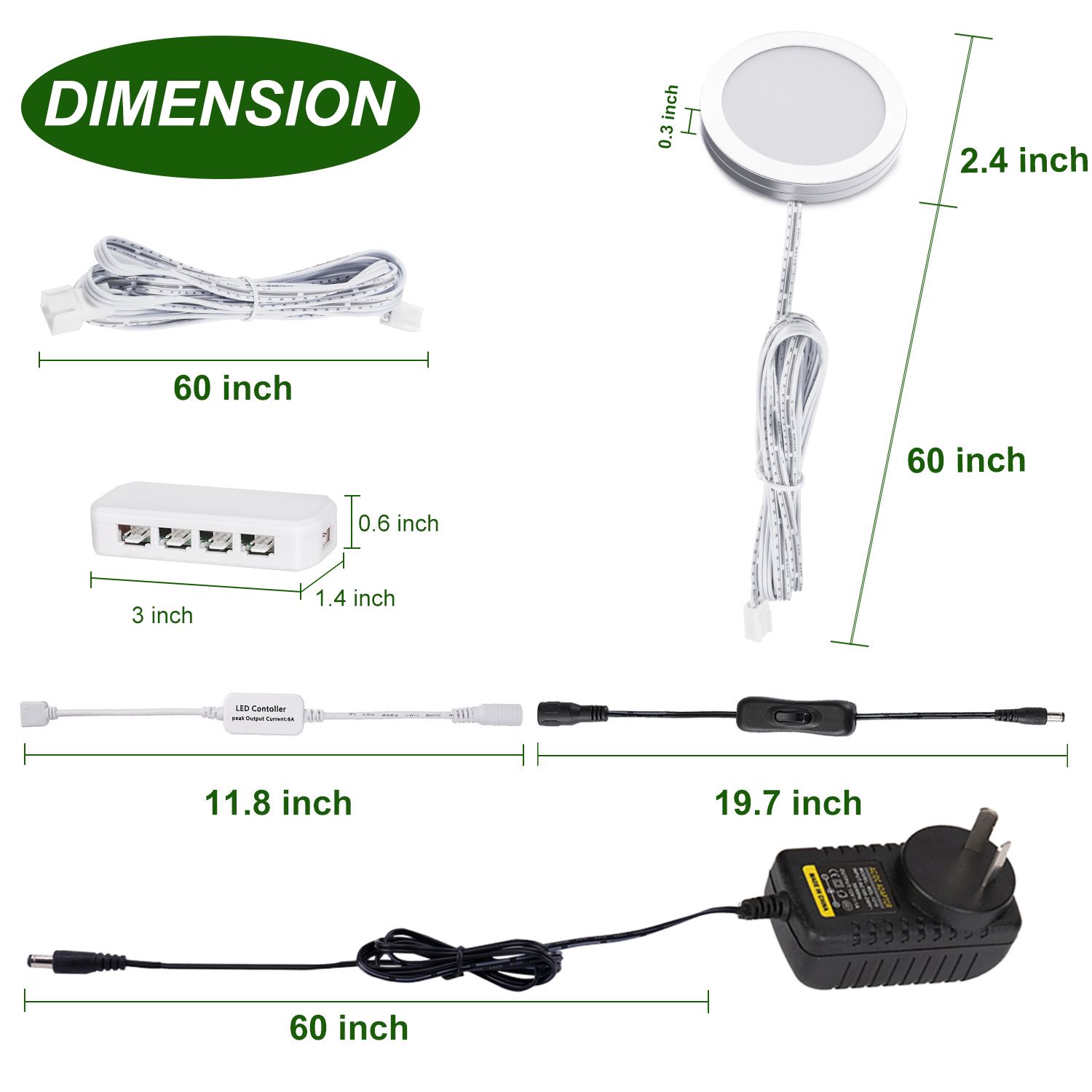 LED Under Cabinet Puck Lights, Color Temperature Changeable Under Counter Lighting，Warm+White Dual Color with Dimmable Controller for Kitchen Shelf Ambiance Accent Lighting (6 Lights) - Image 2