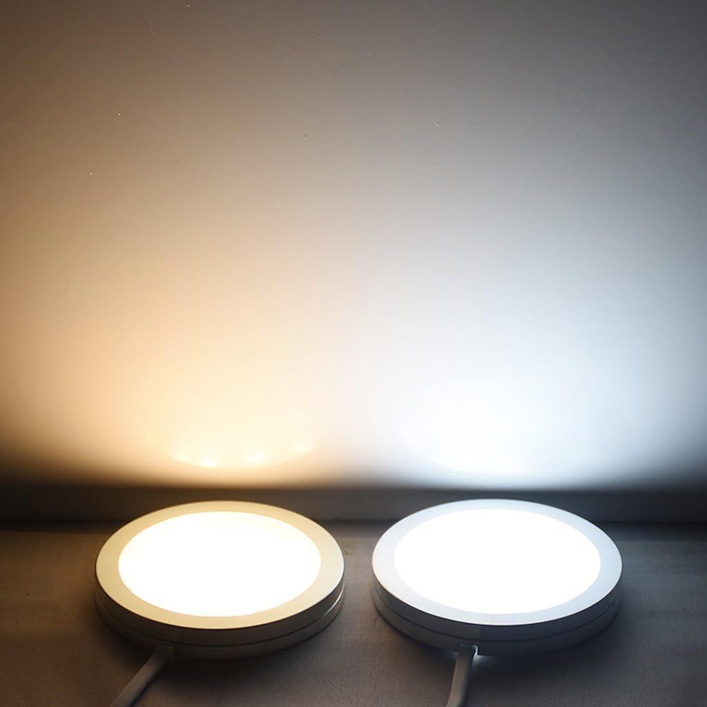LED Under Cabinet Puck Lights, Color Temperature Changeable Under Counter Lighting，Warm+White Dual Color with Dimmable Controller for Kitchen Shelf Ambiance Accent Lighting (6 Lights) - Image 4