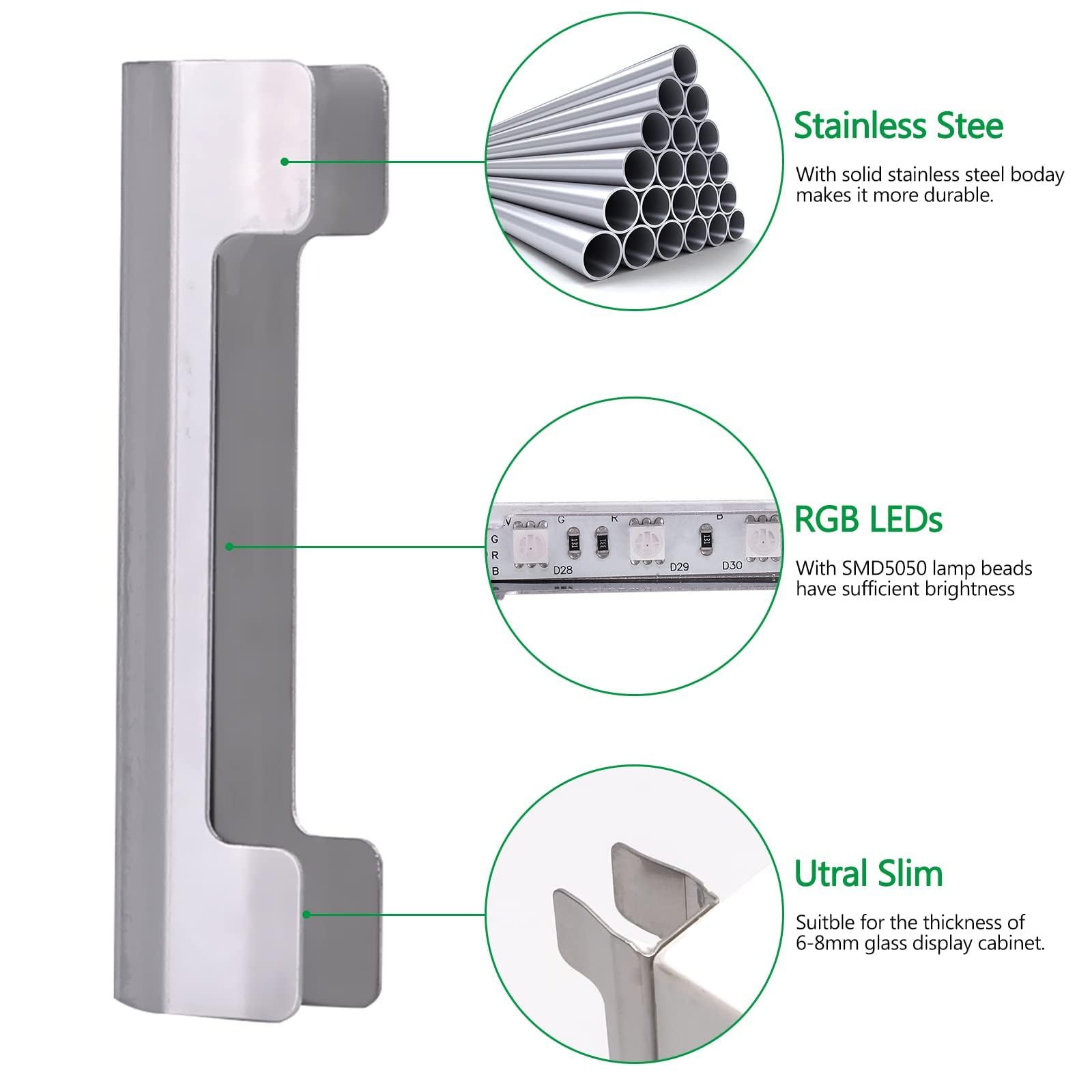 LED Under Cabinet Night Lights Kit for Glass Edge Shelf Back Side Lighting Using Flexible Cable and Clip with RF Remote(4 lights, RGB) - Image 3