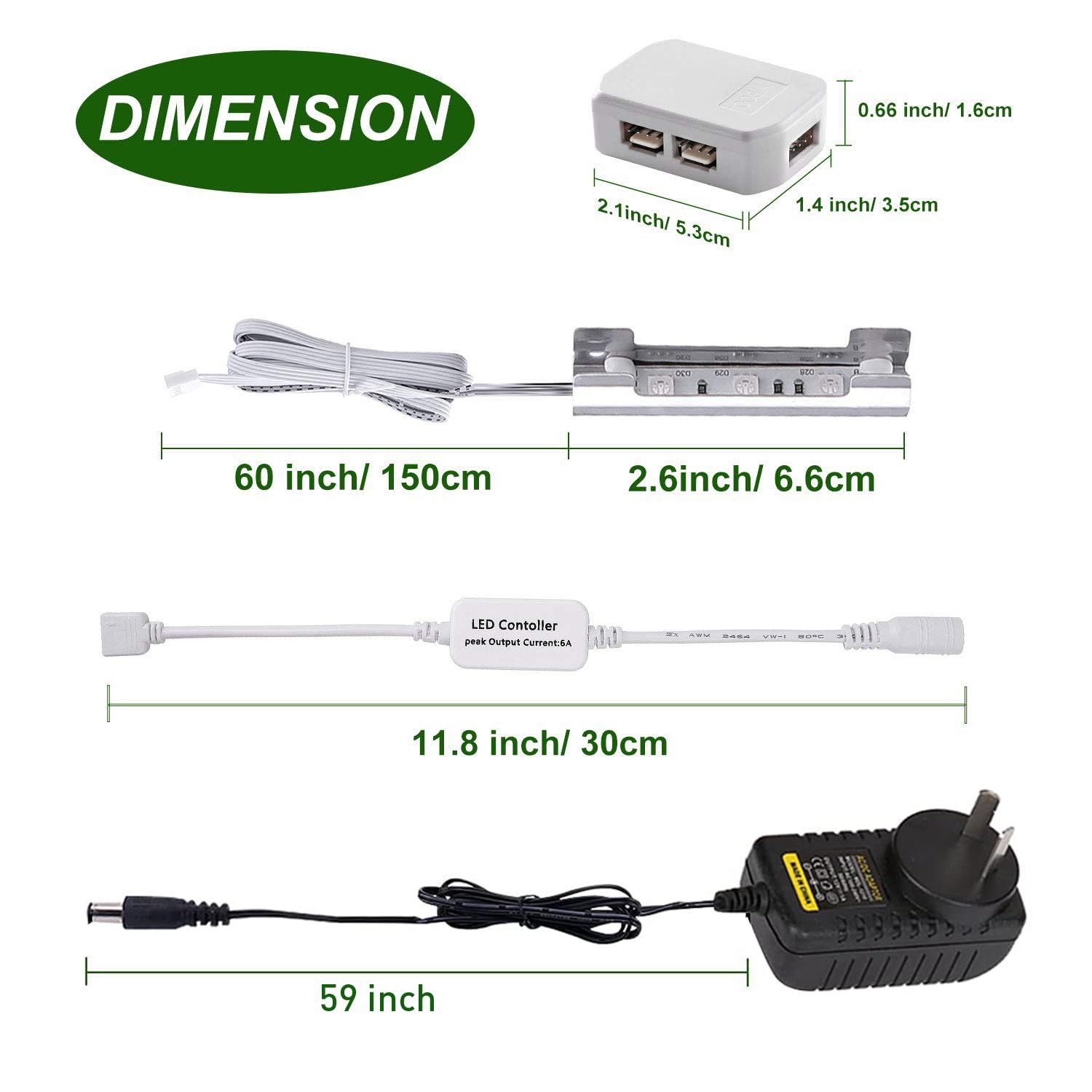 LED Under Cabinet Night Lights Kit for Glass Edge Shelf Back Side Lighting Using Flexible Cable and Clip with RF Remote(4 lights, RGB) - Image 6
