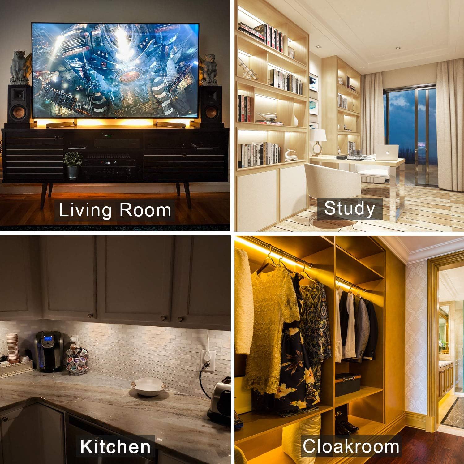Dimmable LED Under Cabinet Lighting,5V USB Powered Closet Light Bar with Touch Sensor,Plug Under Counter Strip Lights with 3 Color Temperature for Kitchen Cupboard Shelf Bookcase (11.2inch 2PACK) - Image 6